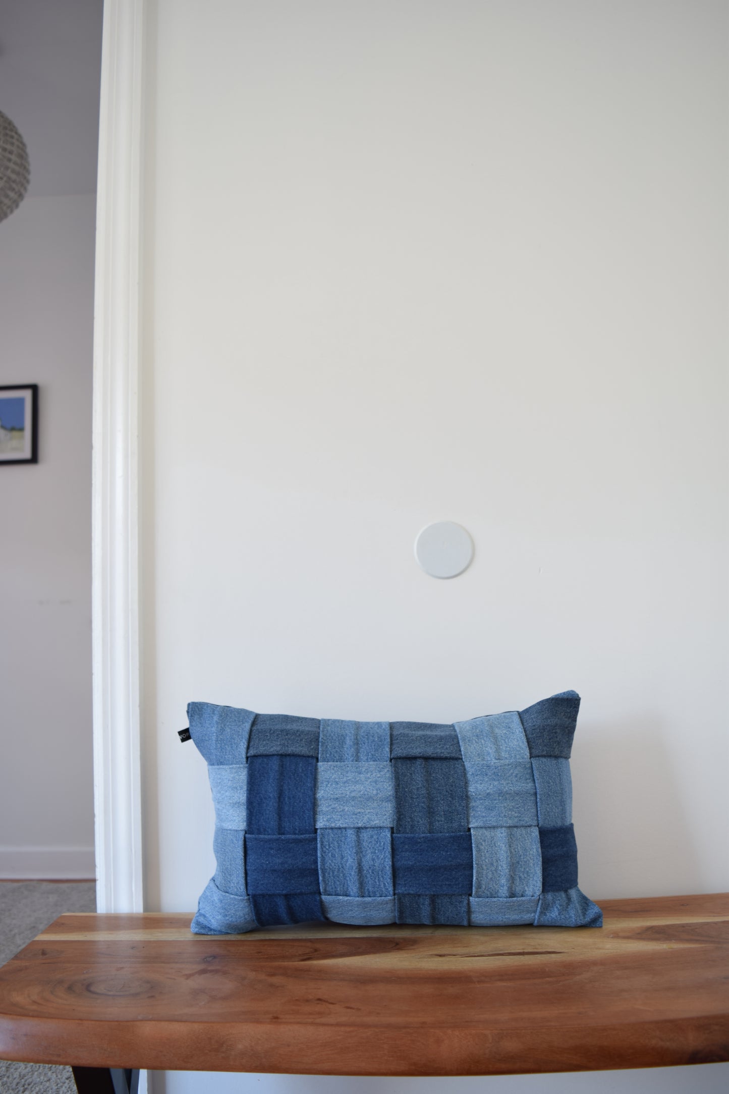 basketweave denim pillow cover 12'' x 20 ''