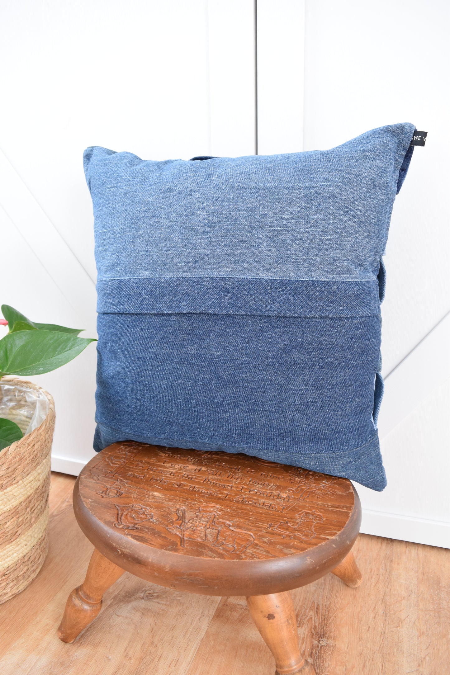 Denim Pillow Cover 18'' x 18'' Basket Weave