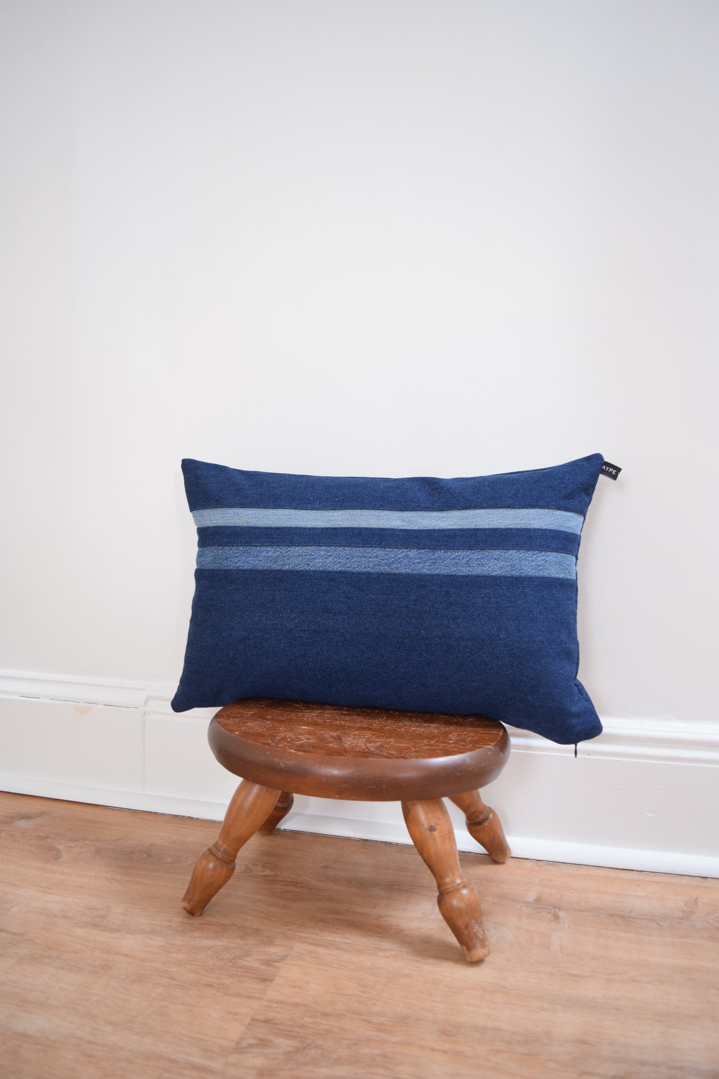 Striped Denim Pillow 14'' x 22''