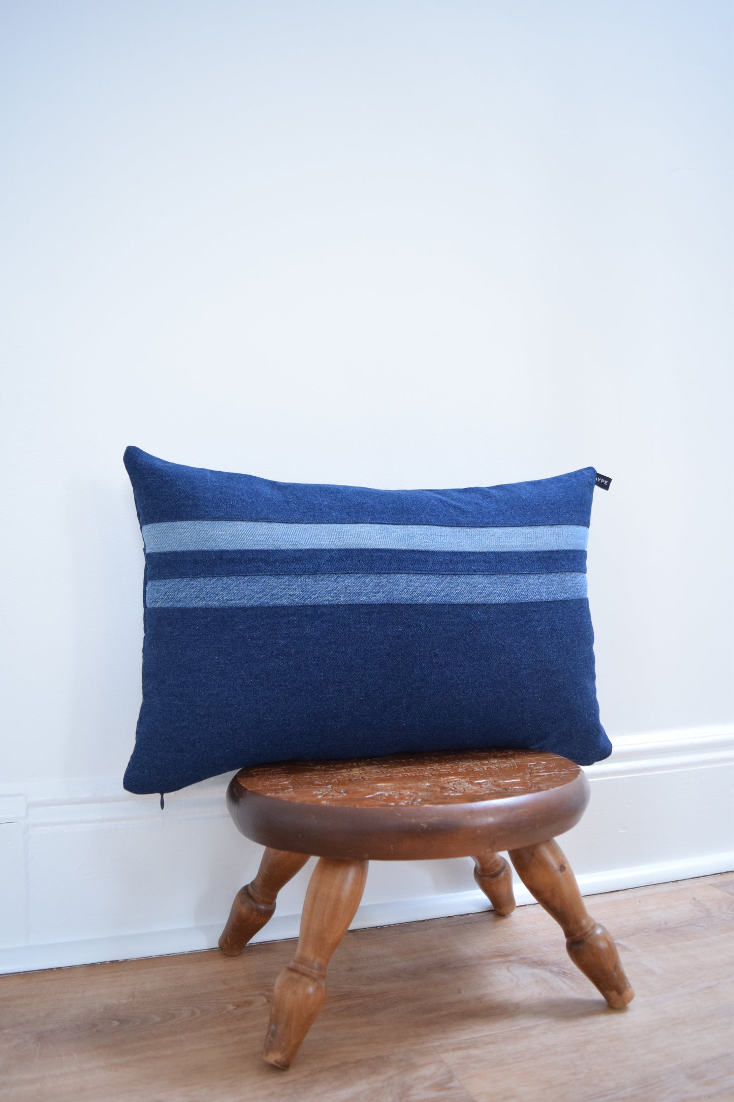 Striped Denim Pillow 14'' x 22''