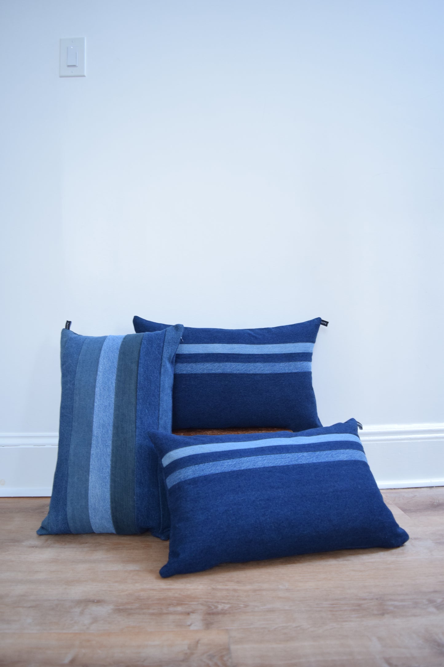 Striped Denim Pillow 14'' x 22''