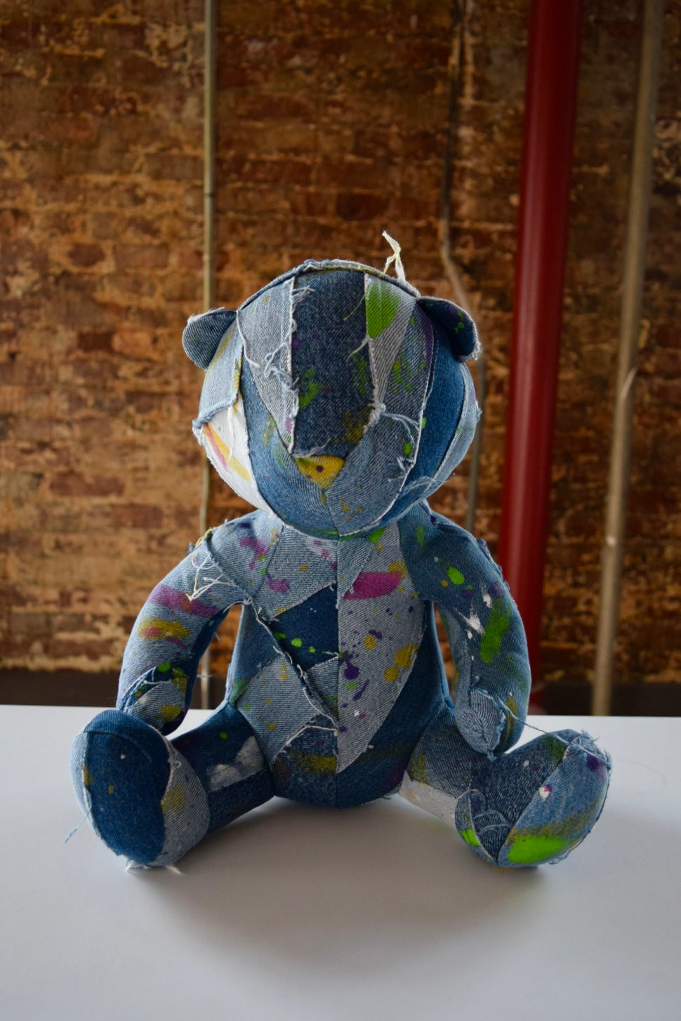 Painted Denim Bear 13”