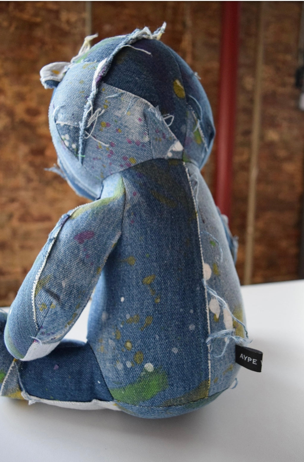 Painted Denim Bear 13”