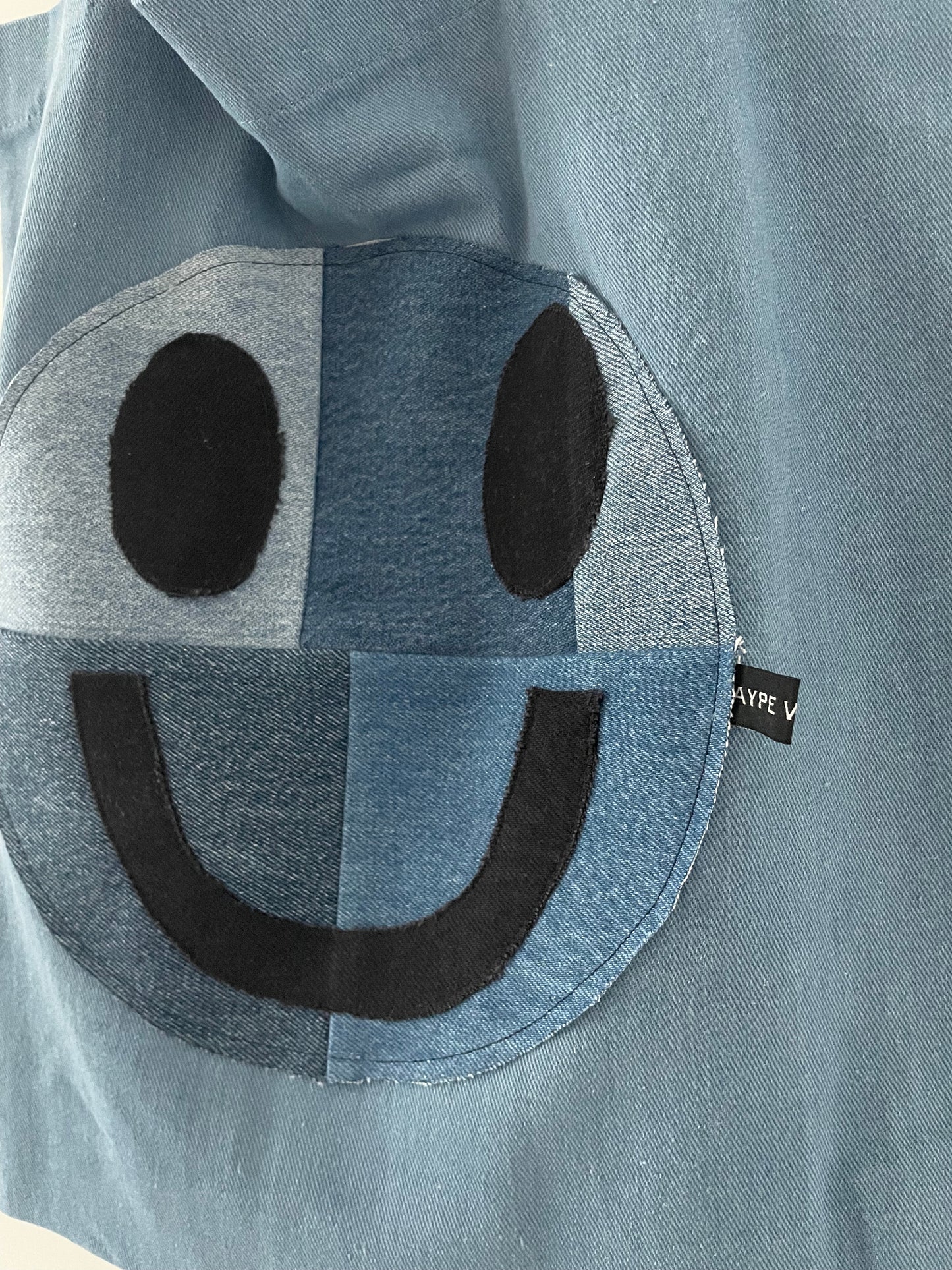 smiley face denim tote