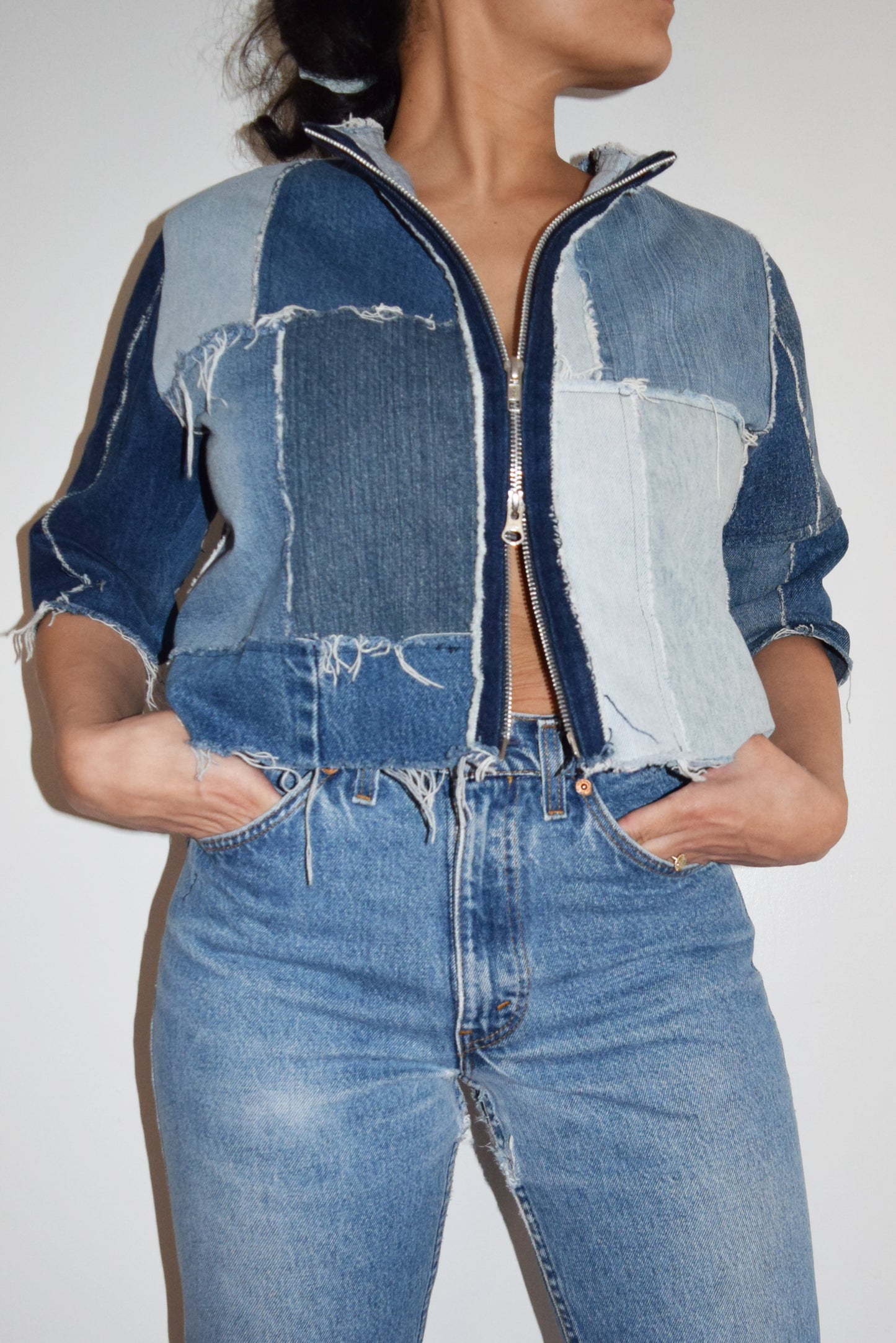 Denim Zipper Top