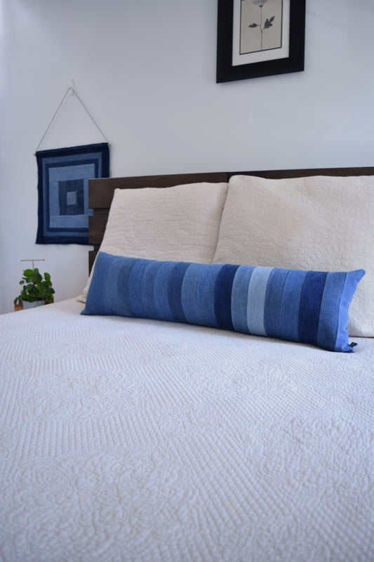 lumbar denim pillow cover 12'' x 40''