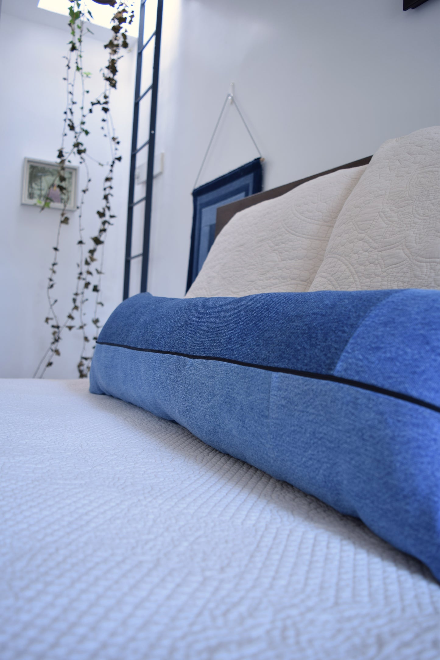 lumbar denim pillow cover 12'' x 40''