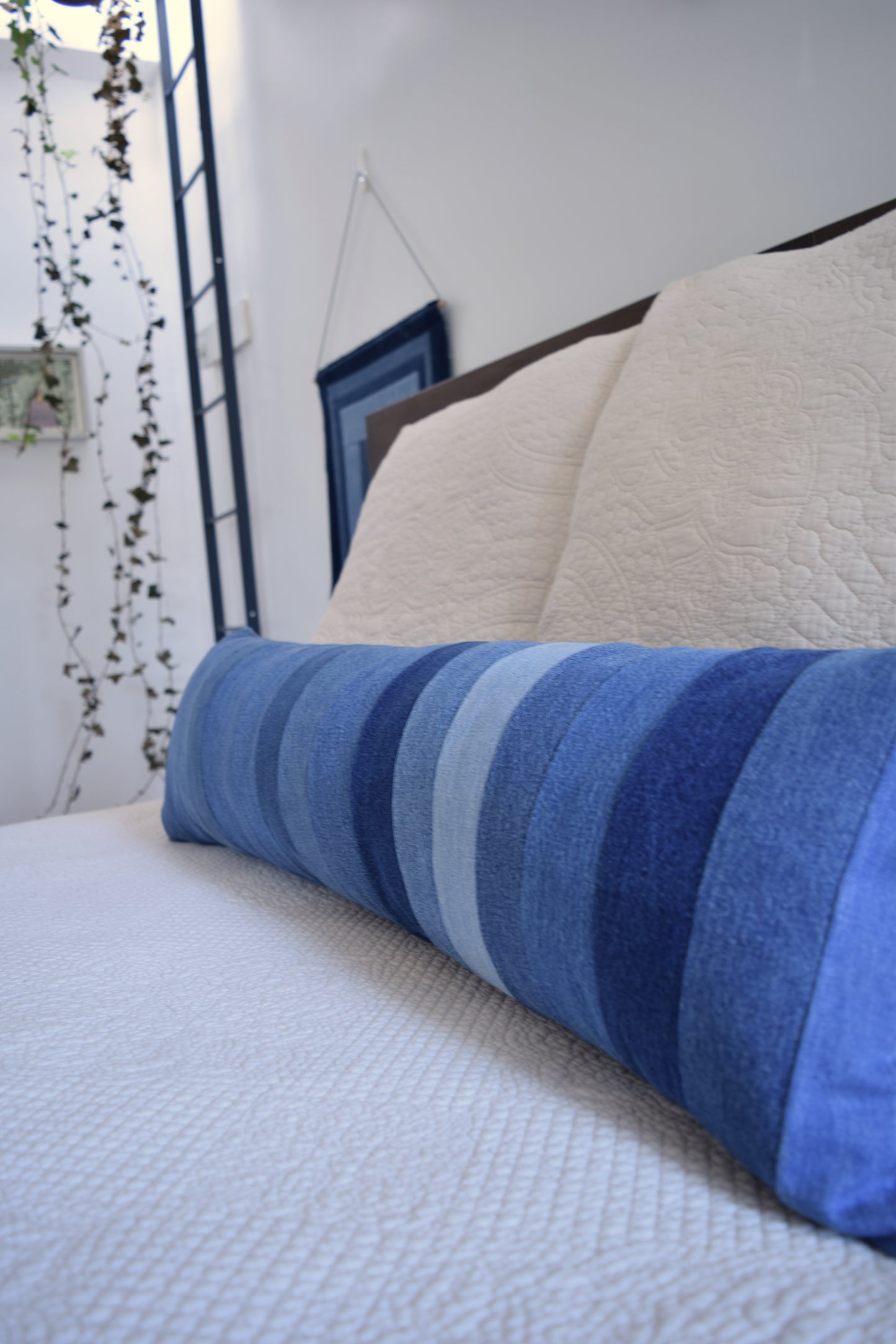 lumbar denim pillow cover 12'' x 40''