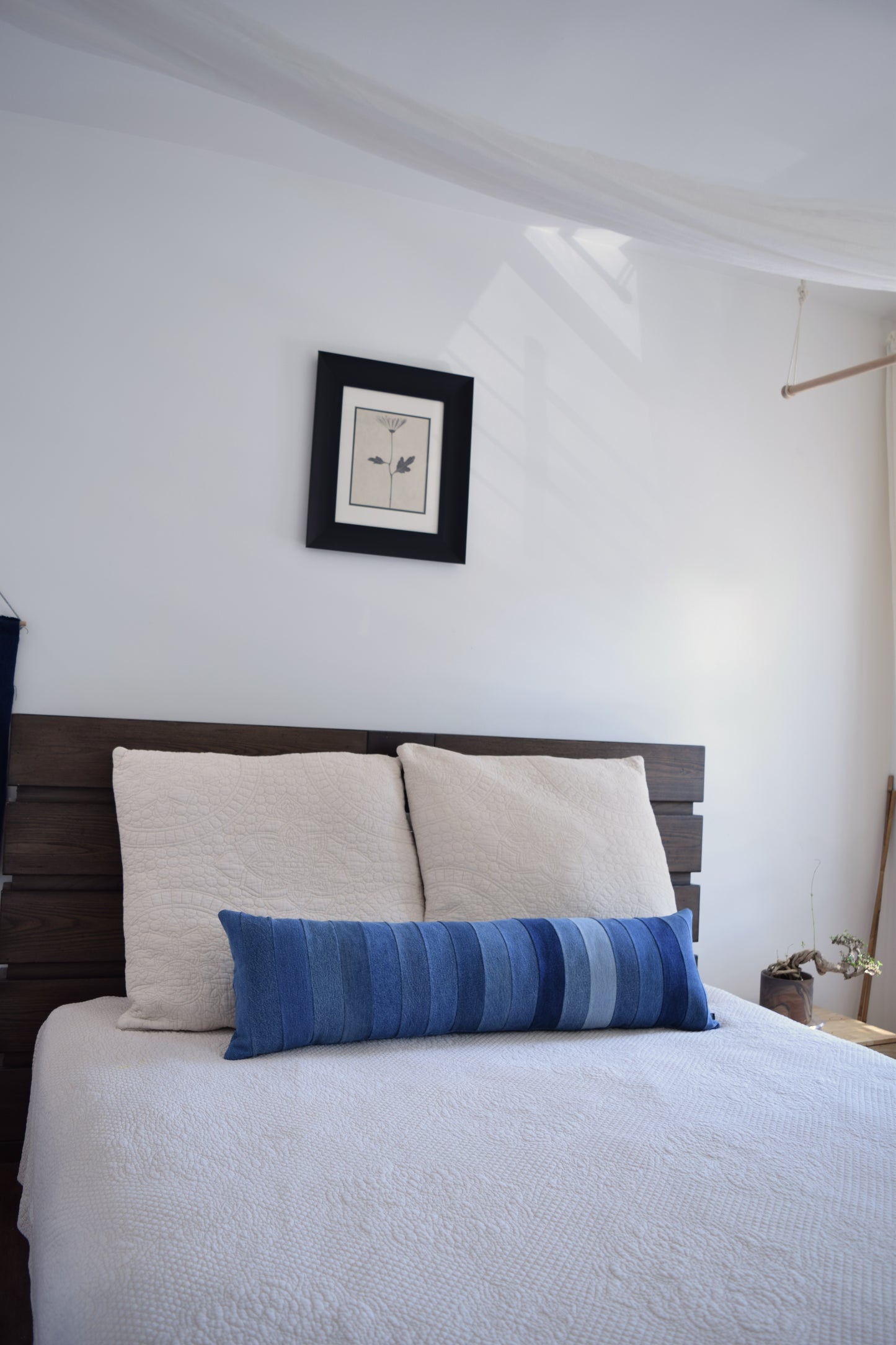 lumbar denim pillow cover 12'' x 40''