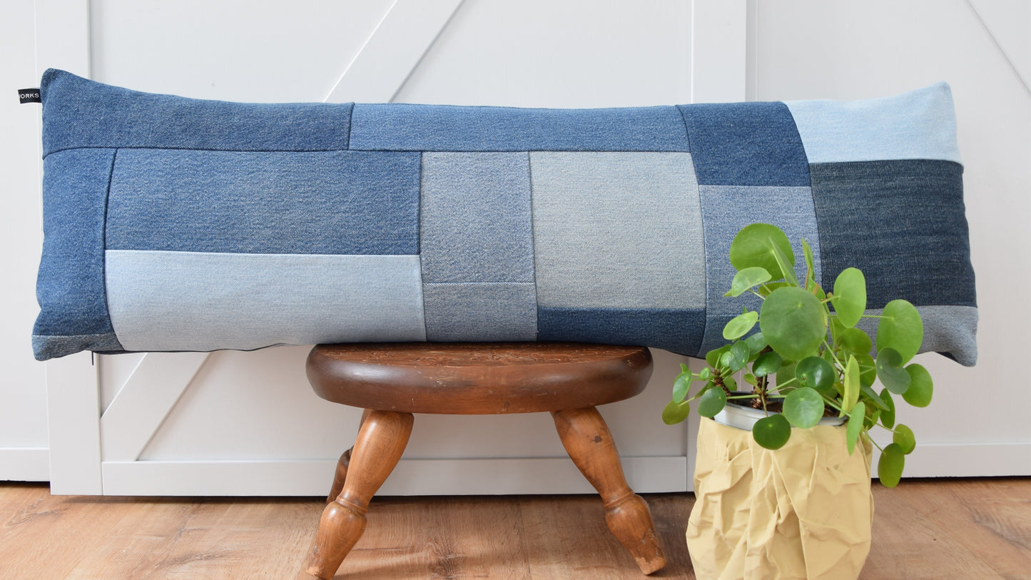 Denim Pillow Cover 14'' x 40''