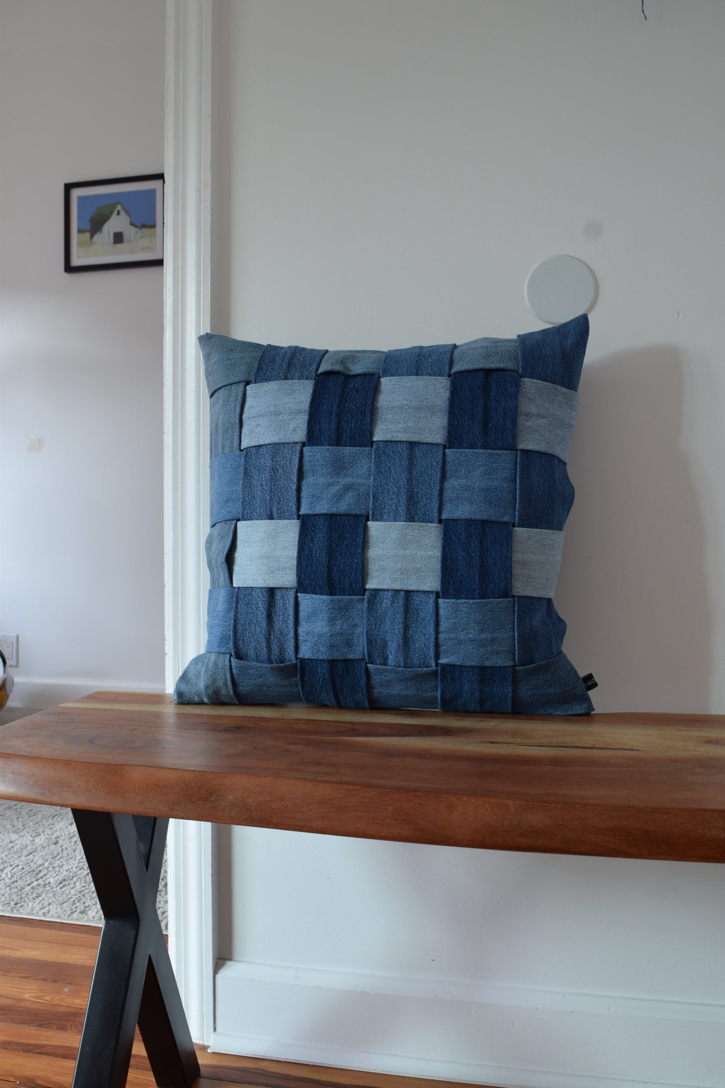 basketweave denim pillow cover 18"" X 18 "