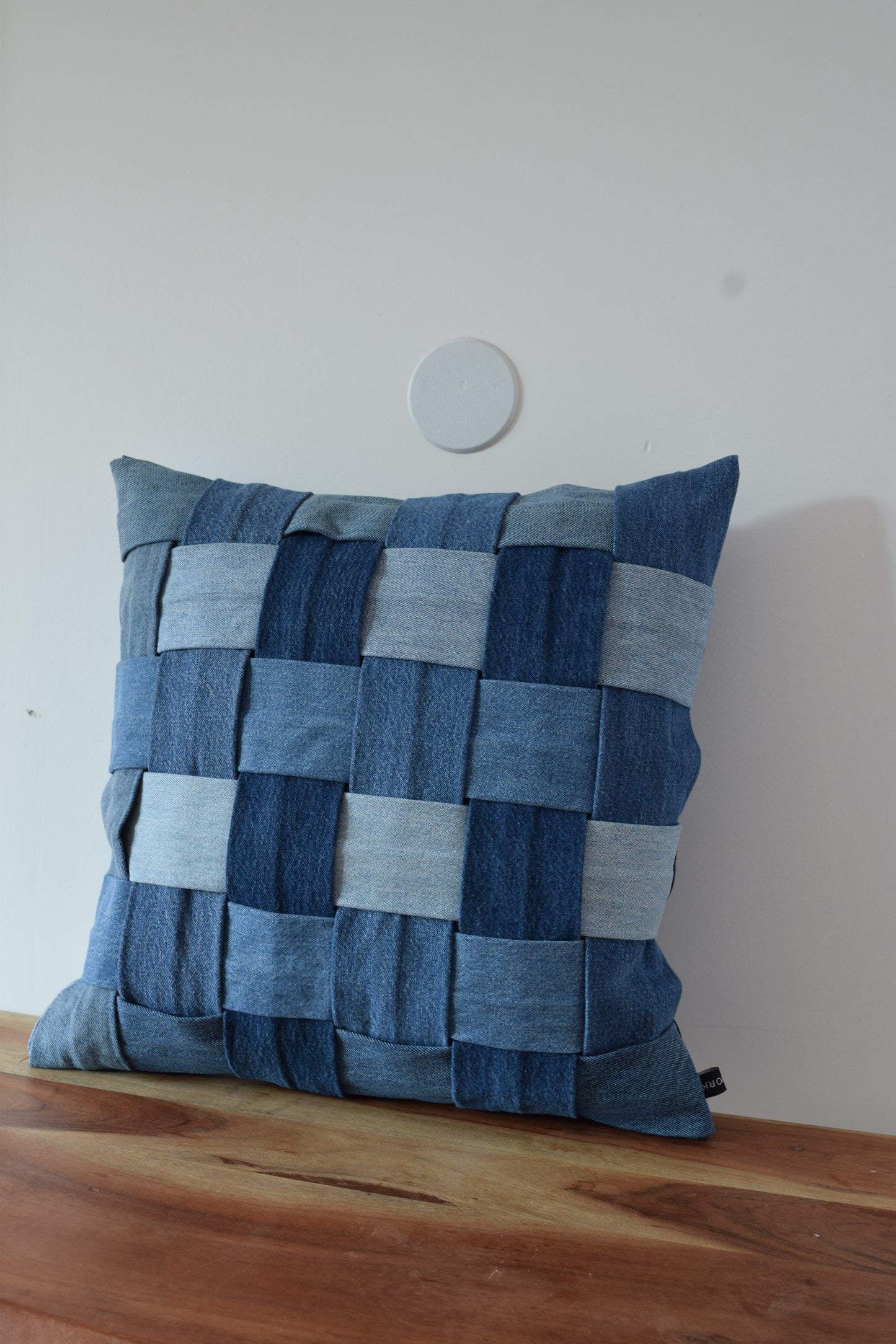 basketweave denim pillow cover 18"" X 18 "