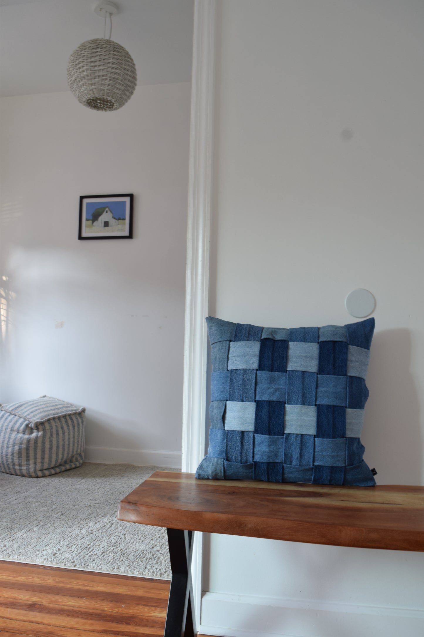 basketweave denim pillow cover 18"" X 18 "