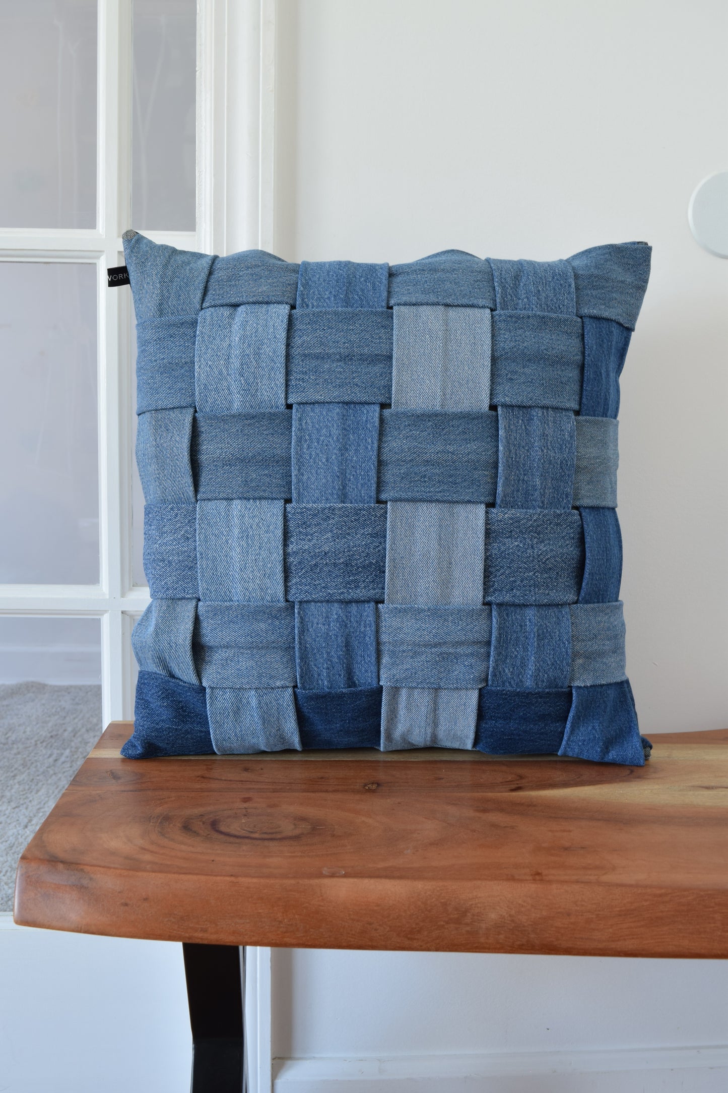 basketweave denim pillow cover 18"" X 18 "