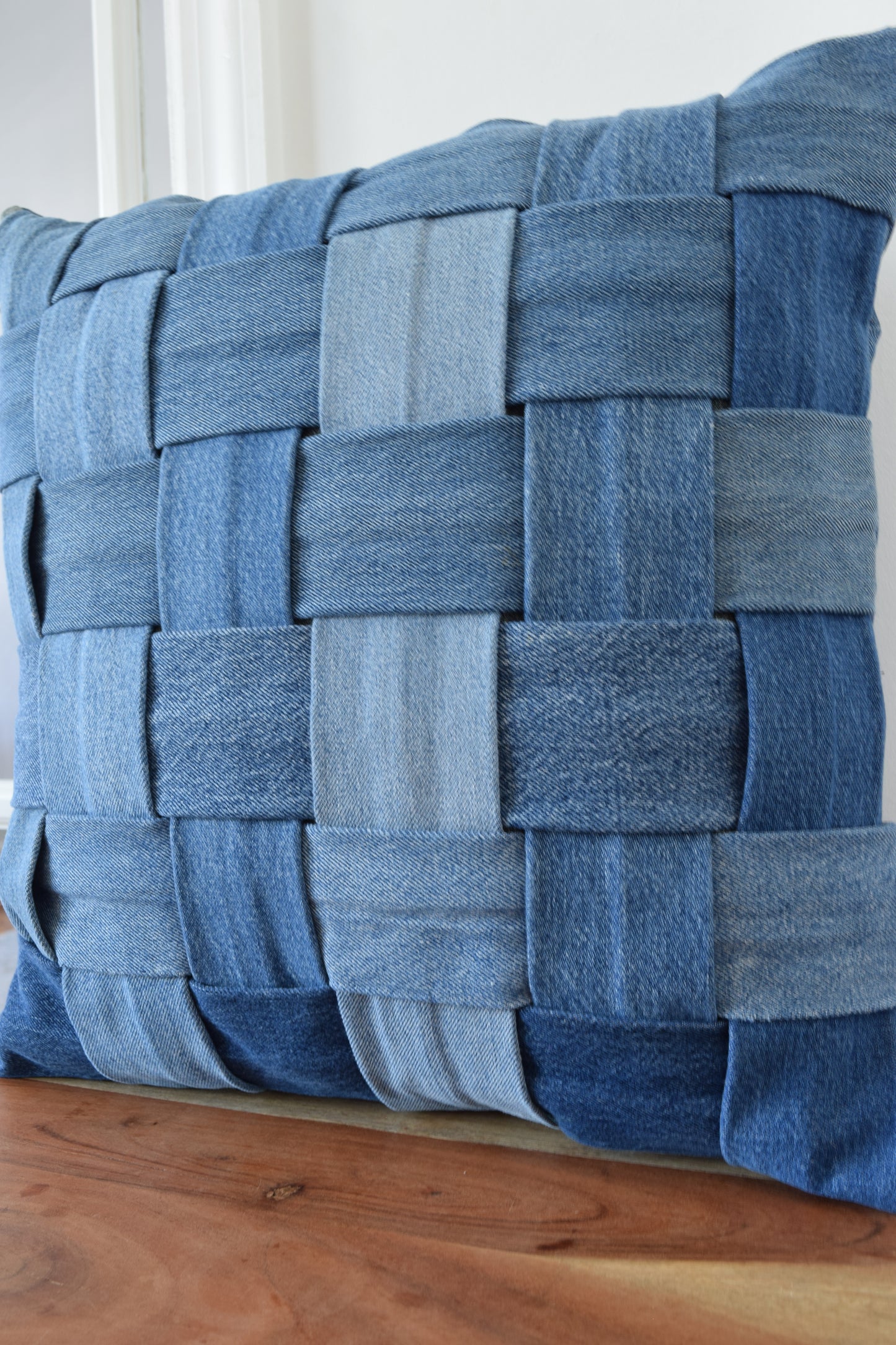 basketweave denim pillow cover 18"" X 18 "