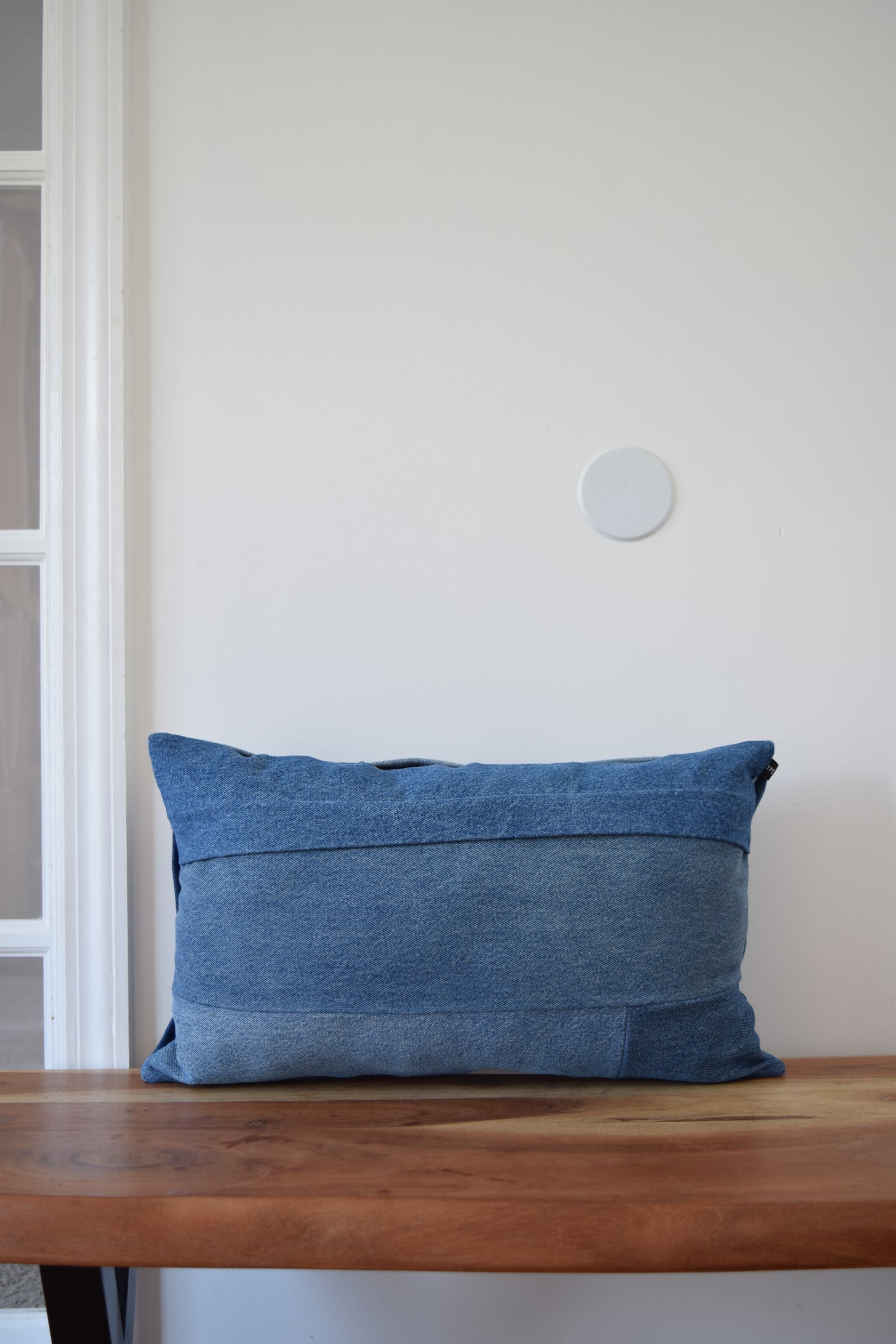 basketweave denim pillow cover 12'' x 20 ''