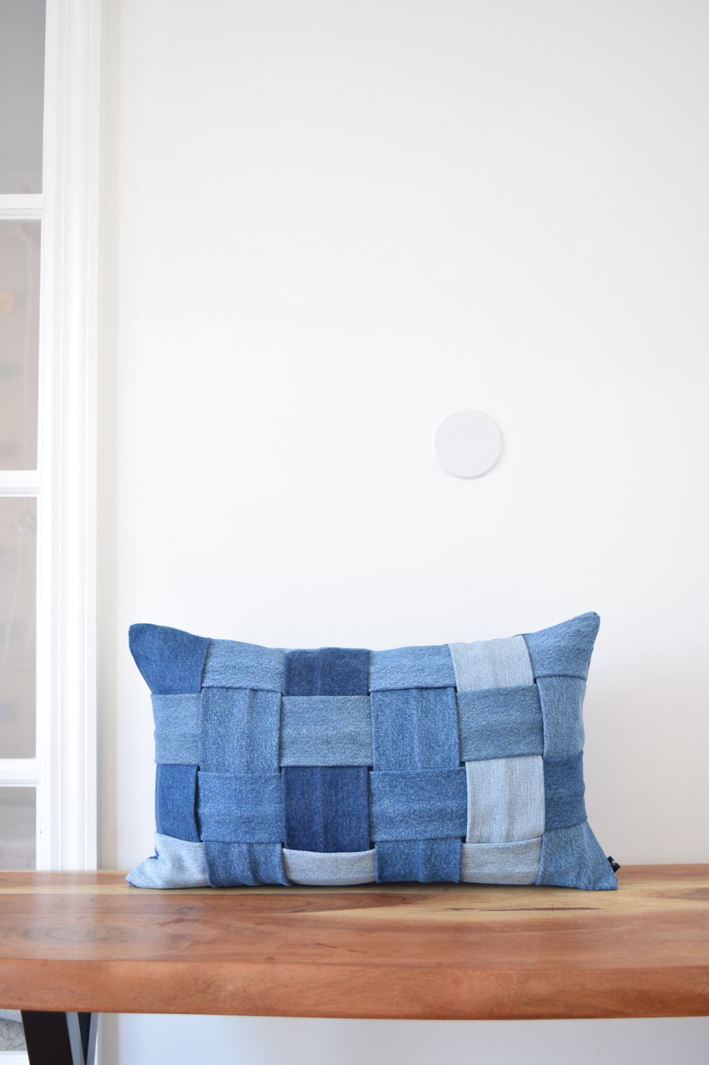 basketweave denim pillow cover 12'' x 20 ''