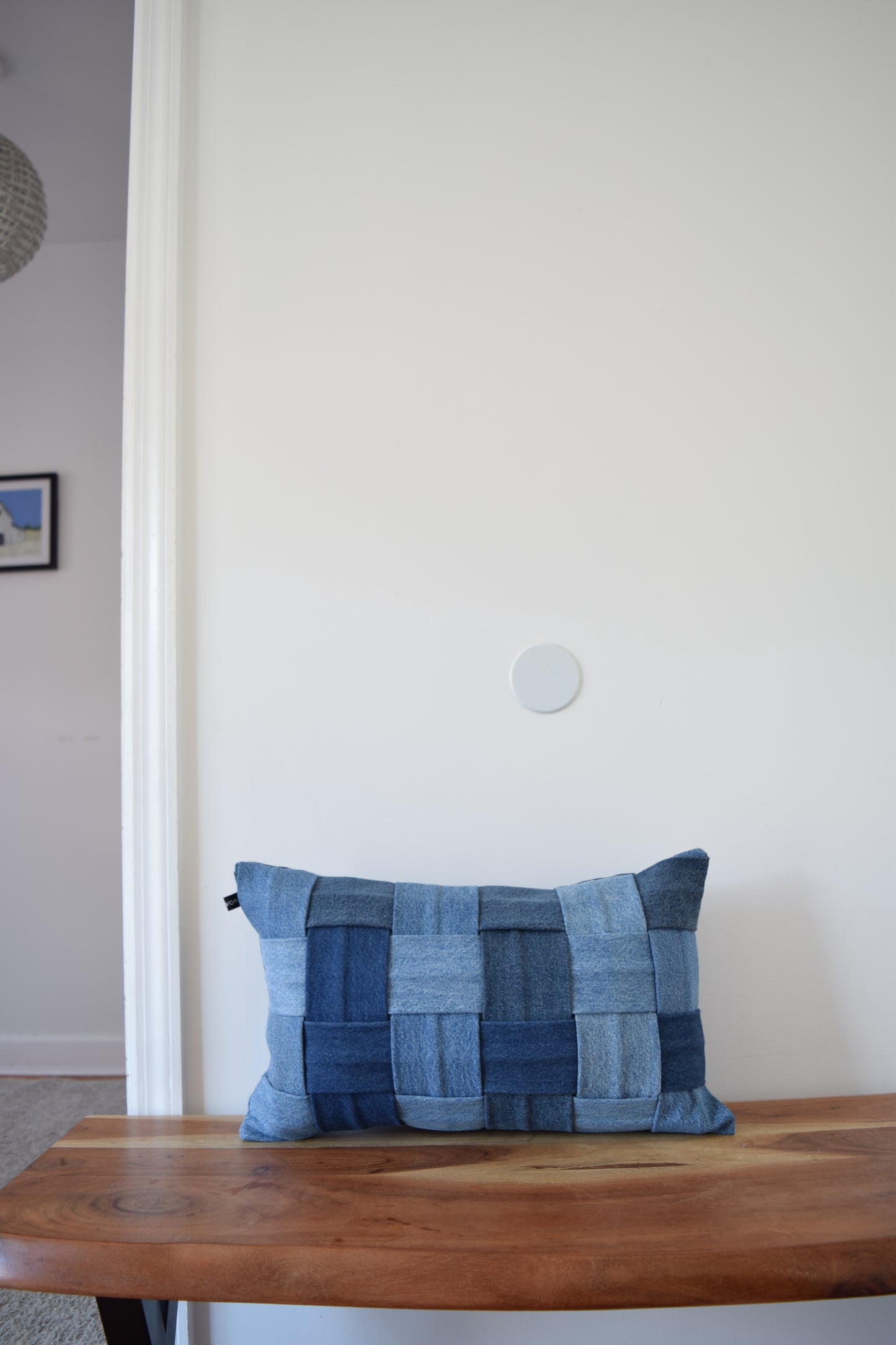 basketweave denim pillow cover 12'' x 20 ''