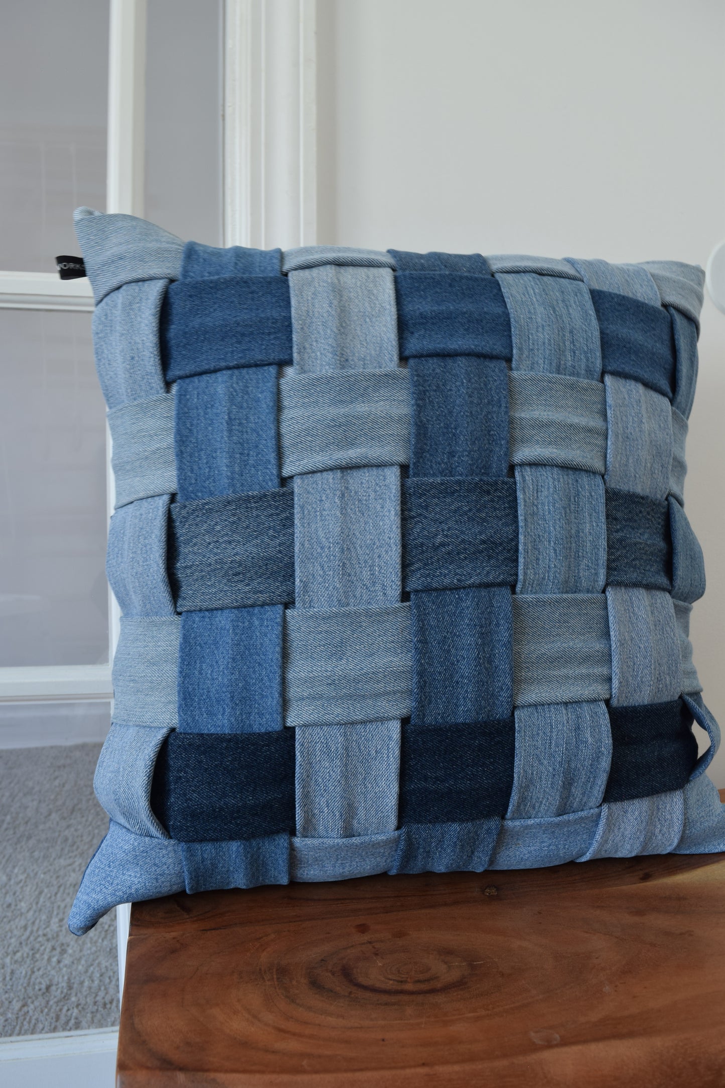 basketweave denim pillow cover 20'' X 20 ''