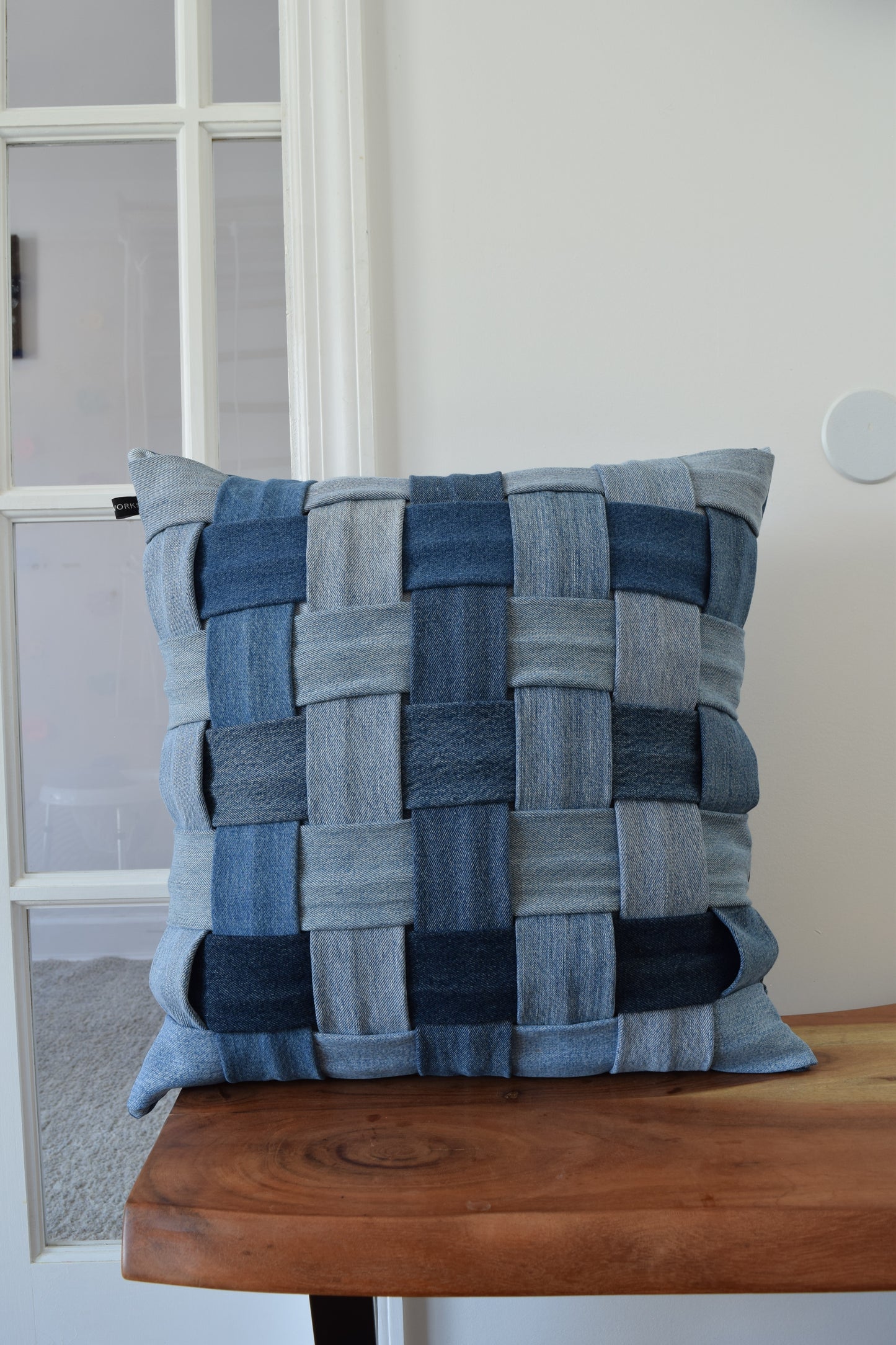 basketweave denim pillow cover 20'' X 20 ''