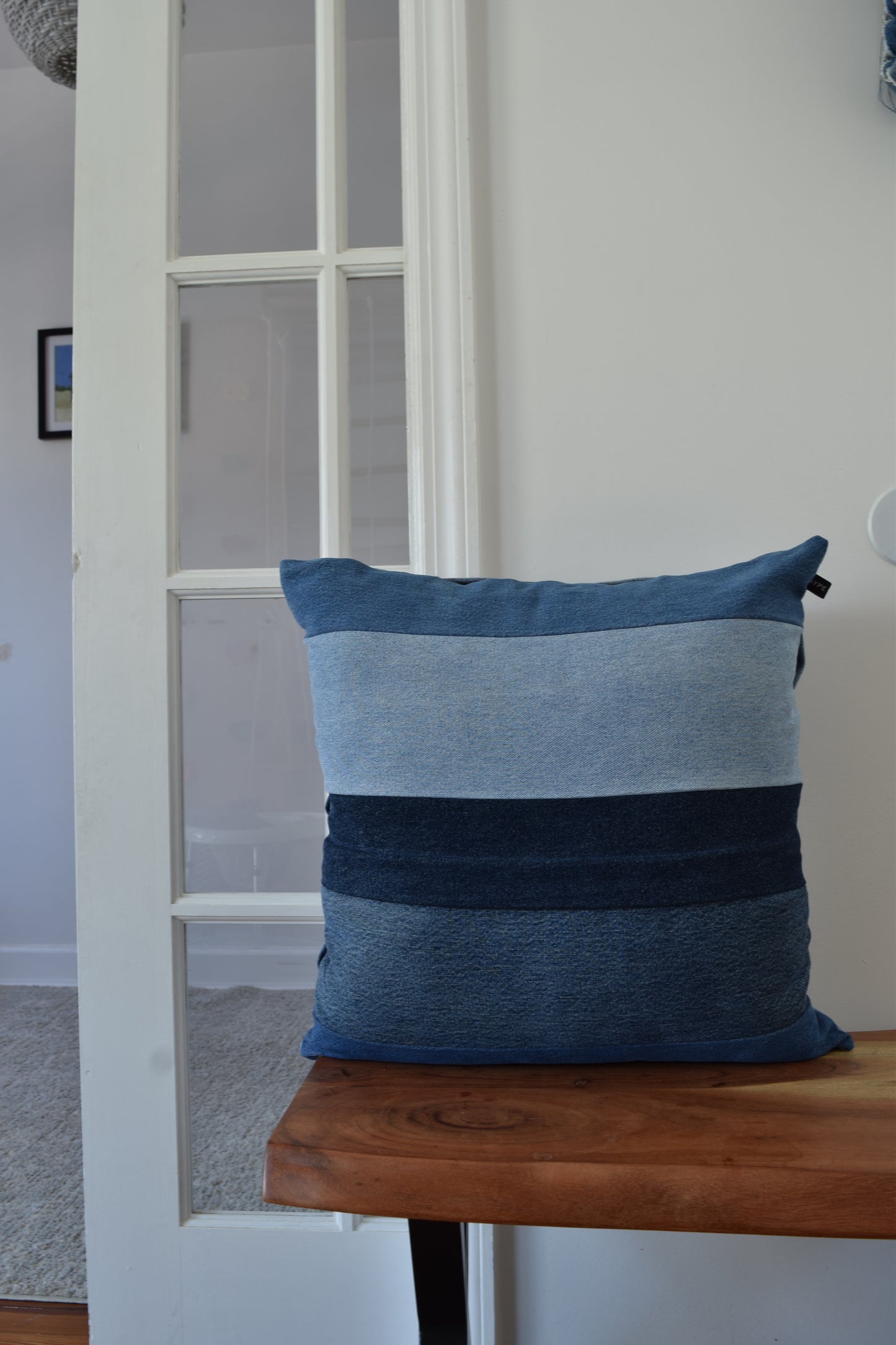 basketweave denim pillow cover 20'' X 20 ''