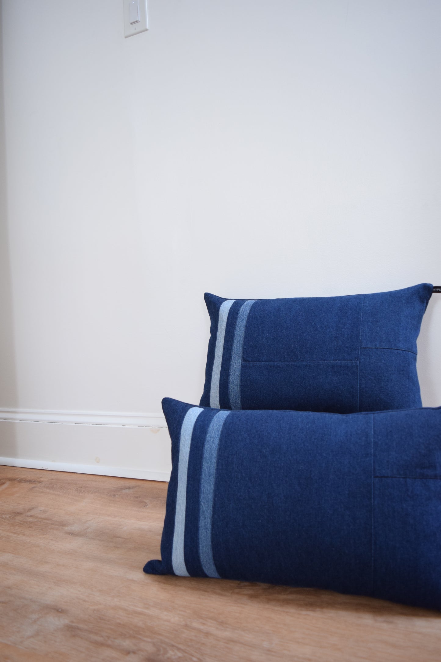 Striped Denim Pillow 14'' x 22''