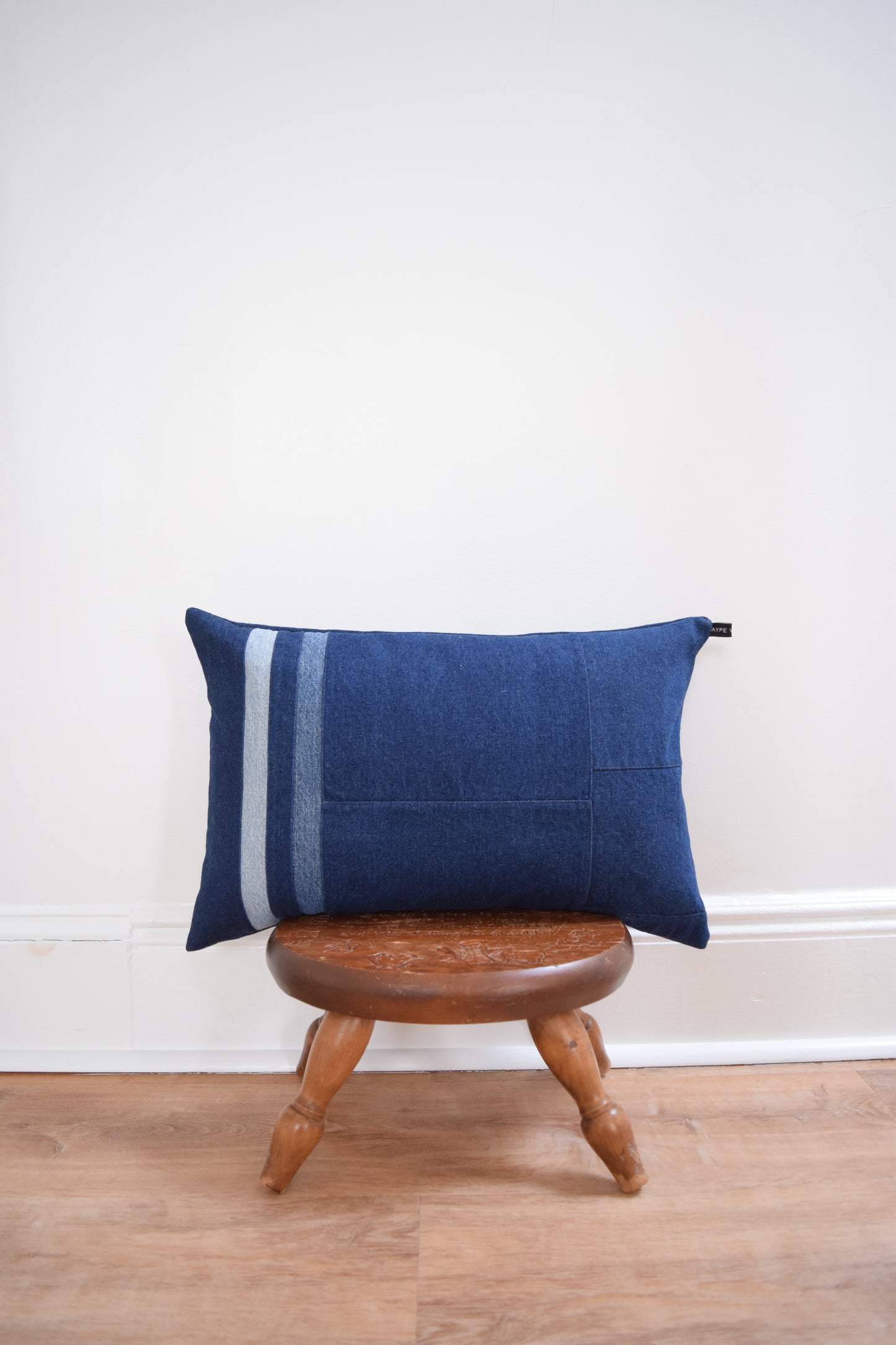 Striped Denim Pillow 14'' x 22''
