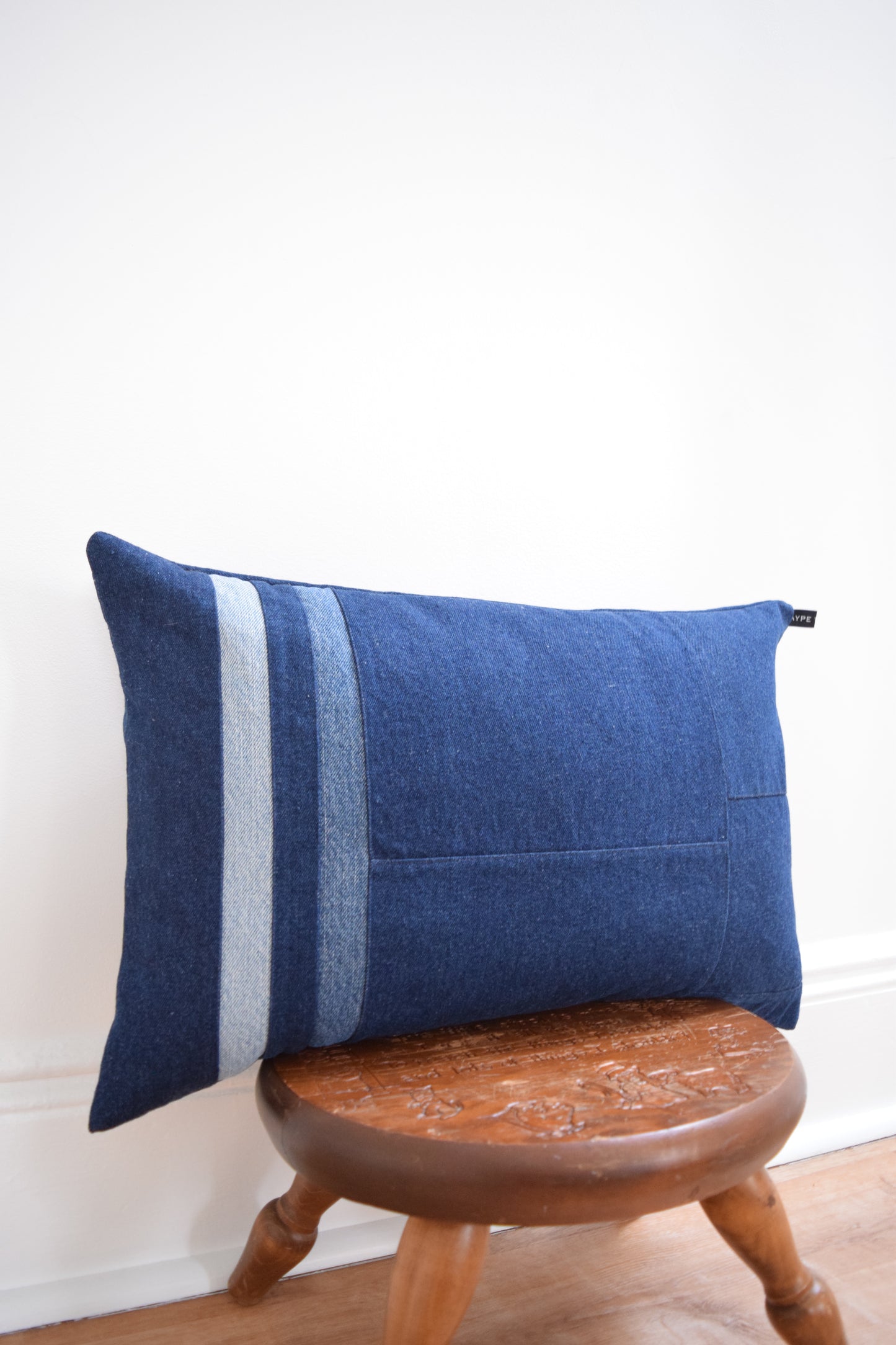 Striped Denim Pillow 14'' x 22''