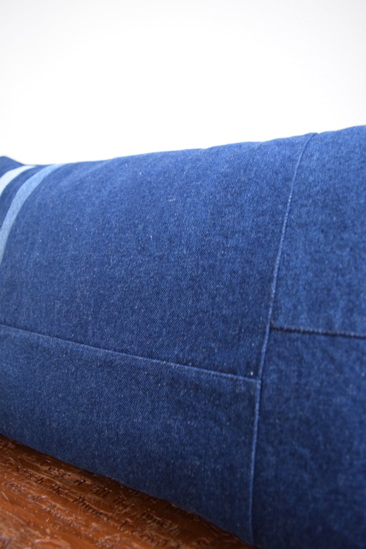 Striped Denim Pillow 14'' x 22''