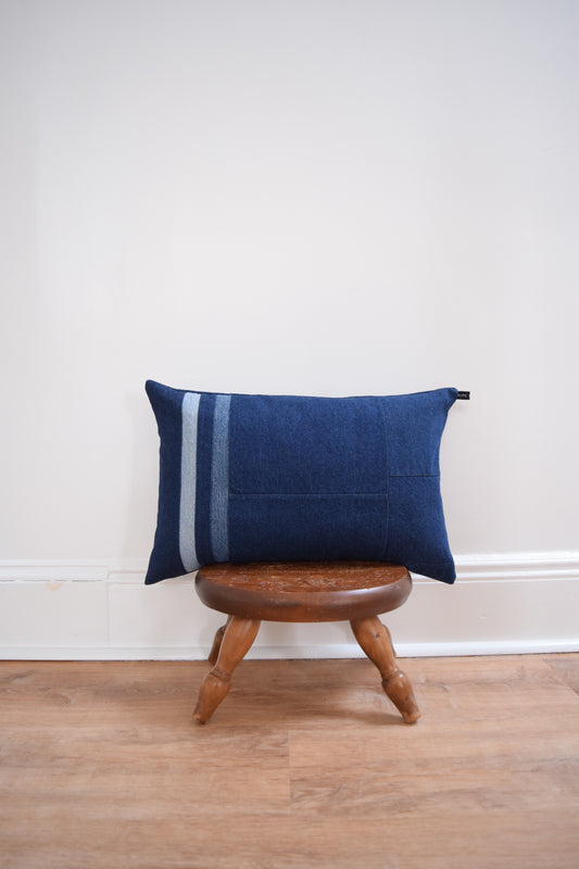 Striped Denim Pillow 14'' x 22''