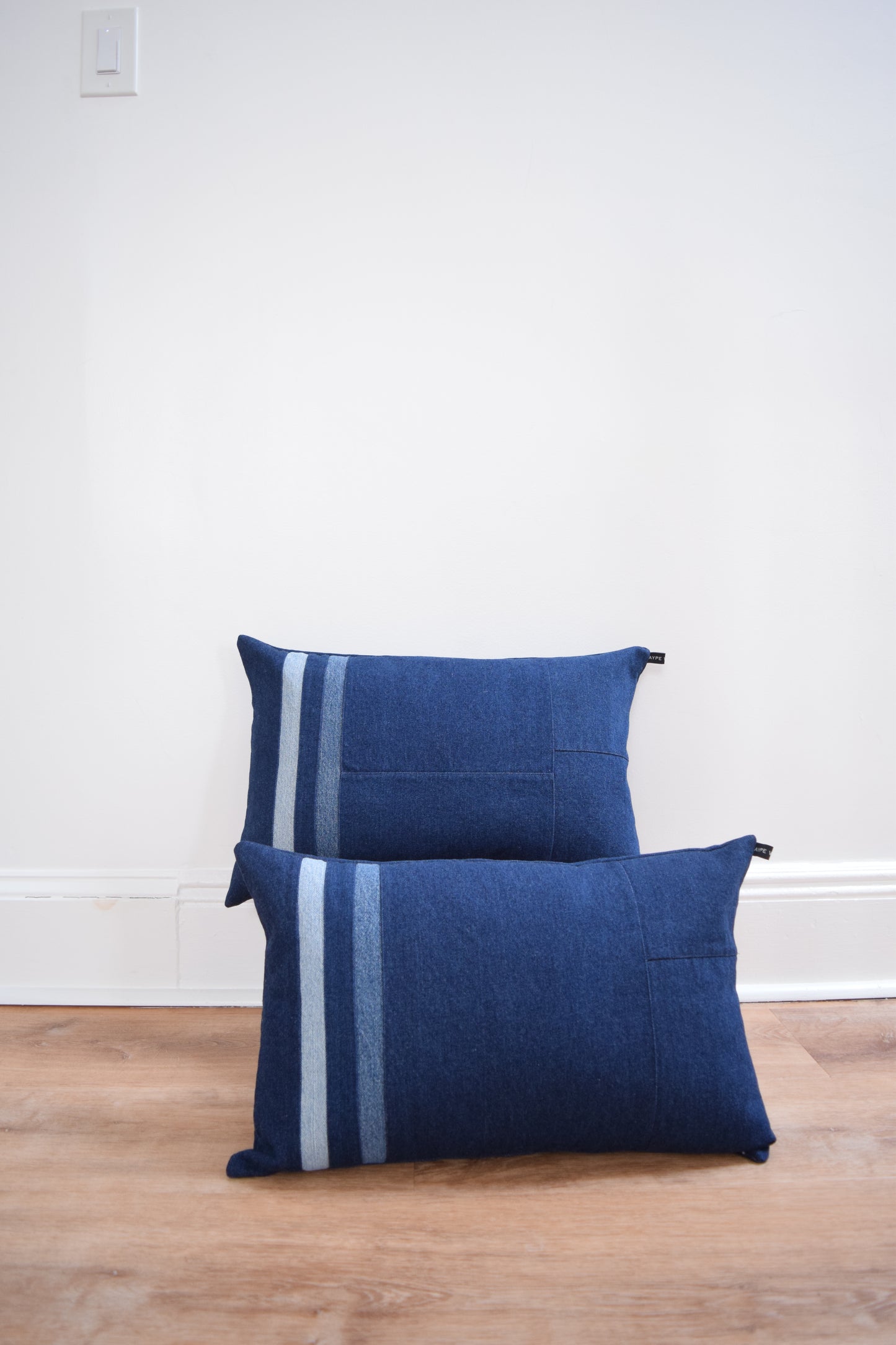 Striped Denim Pillow 14'' x 22''