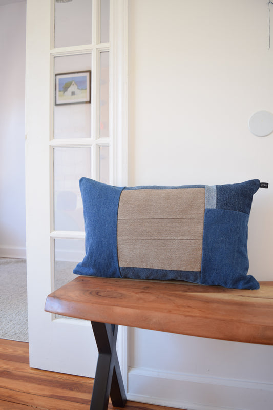 Denim pillow cover 14'' x 22''