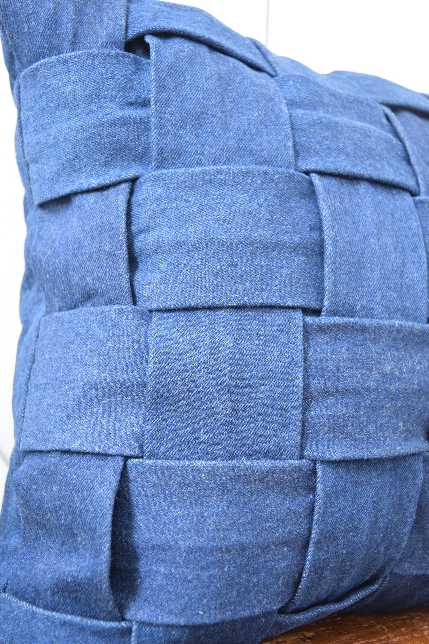 Denim Pillow Cover 18'' x 18'' Basket Weave