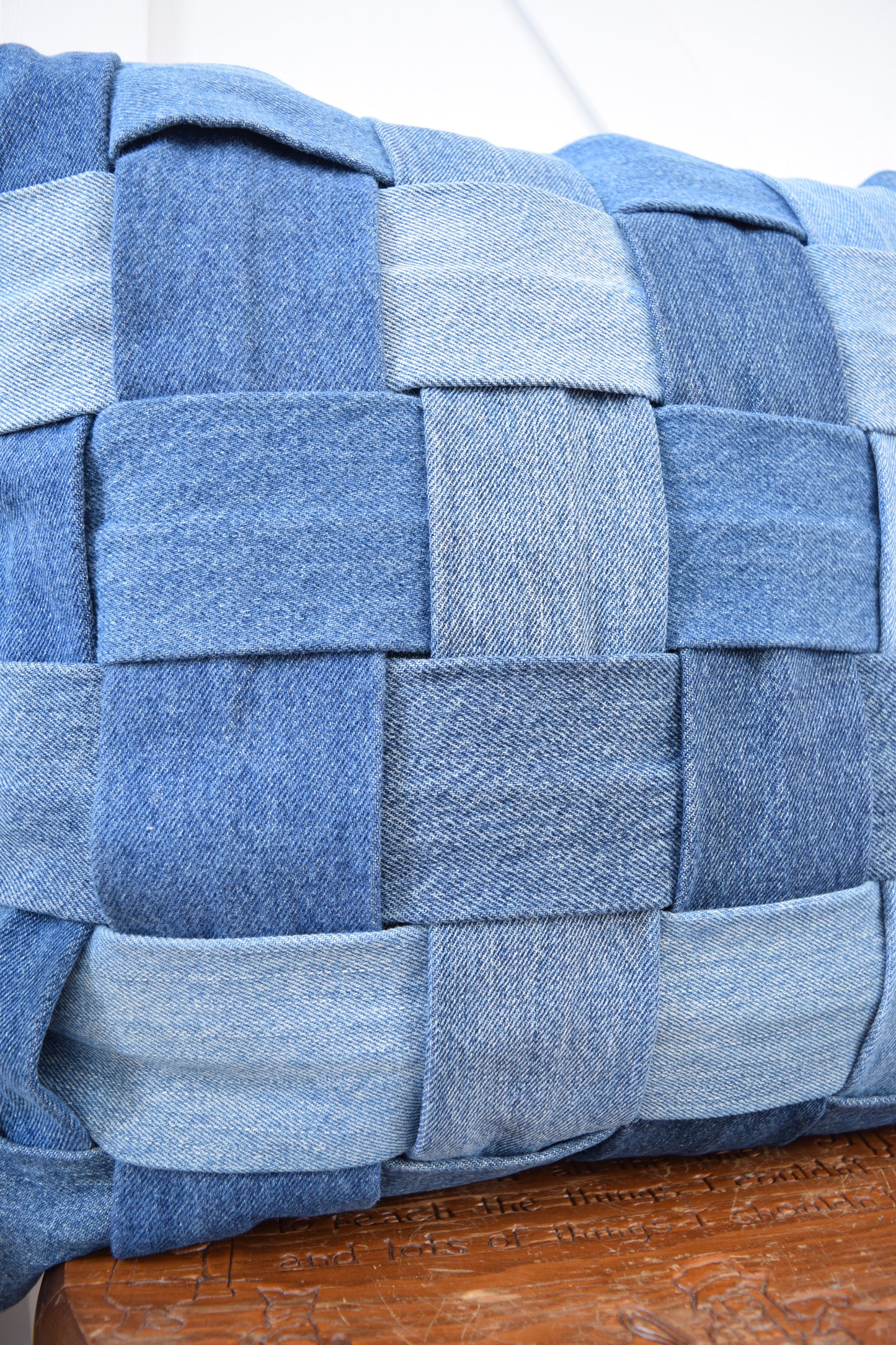 Denim Pillow Cover 18'' x 18'' Basket Weave