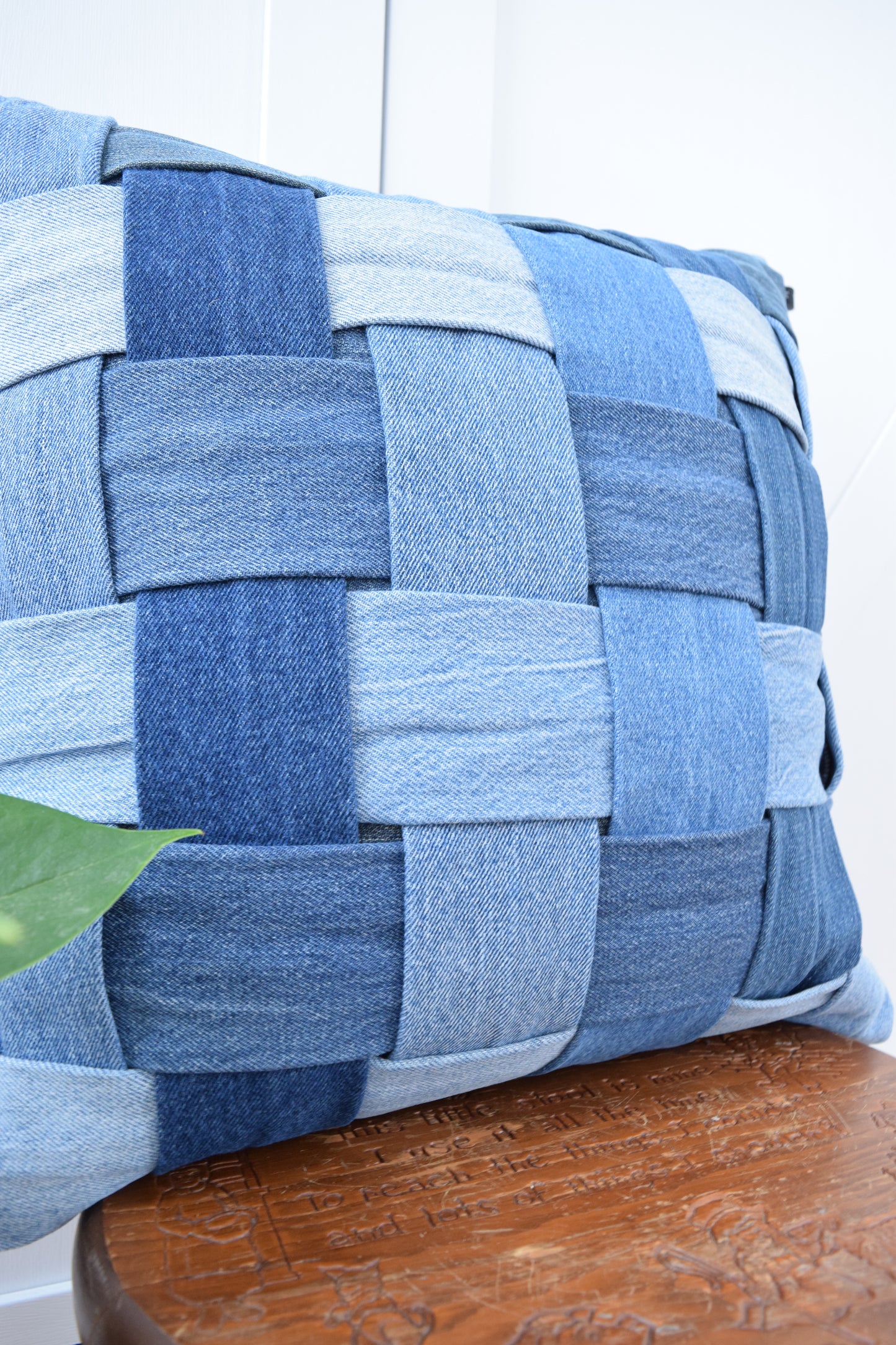 Denim Pillow Cover 18'' x 18'' Basket Weave