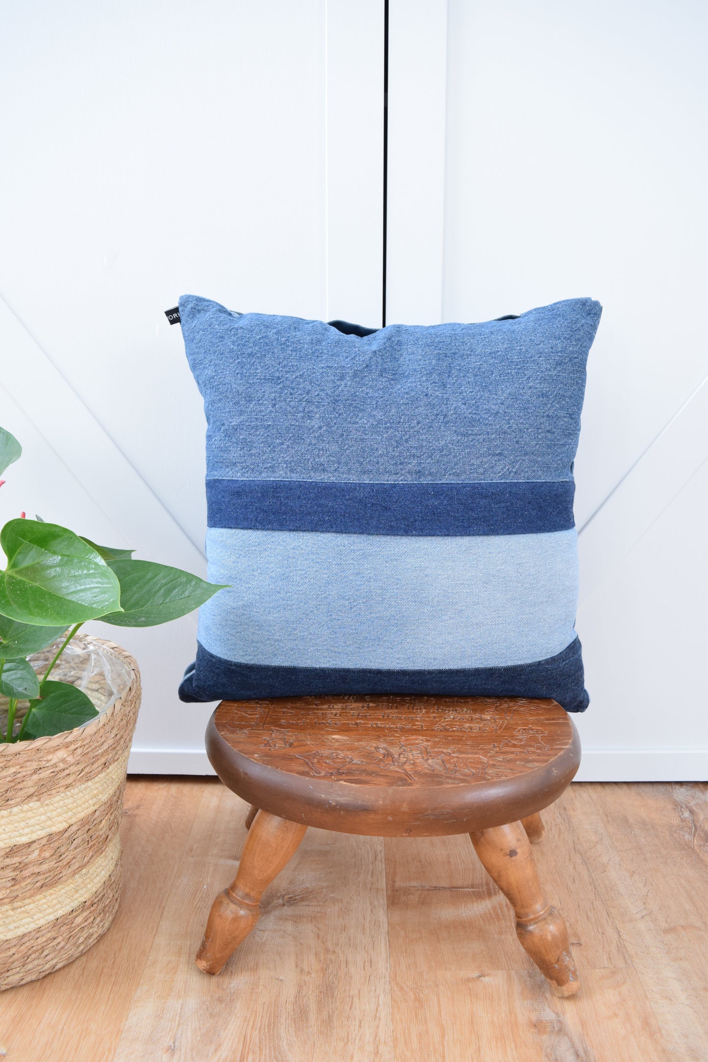Denim Pillow Cover 18'' x 18'' Basket Weave