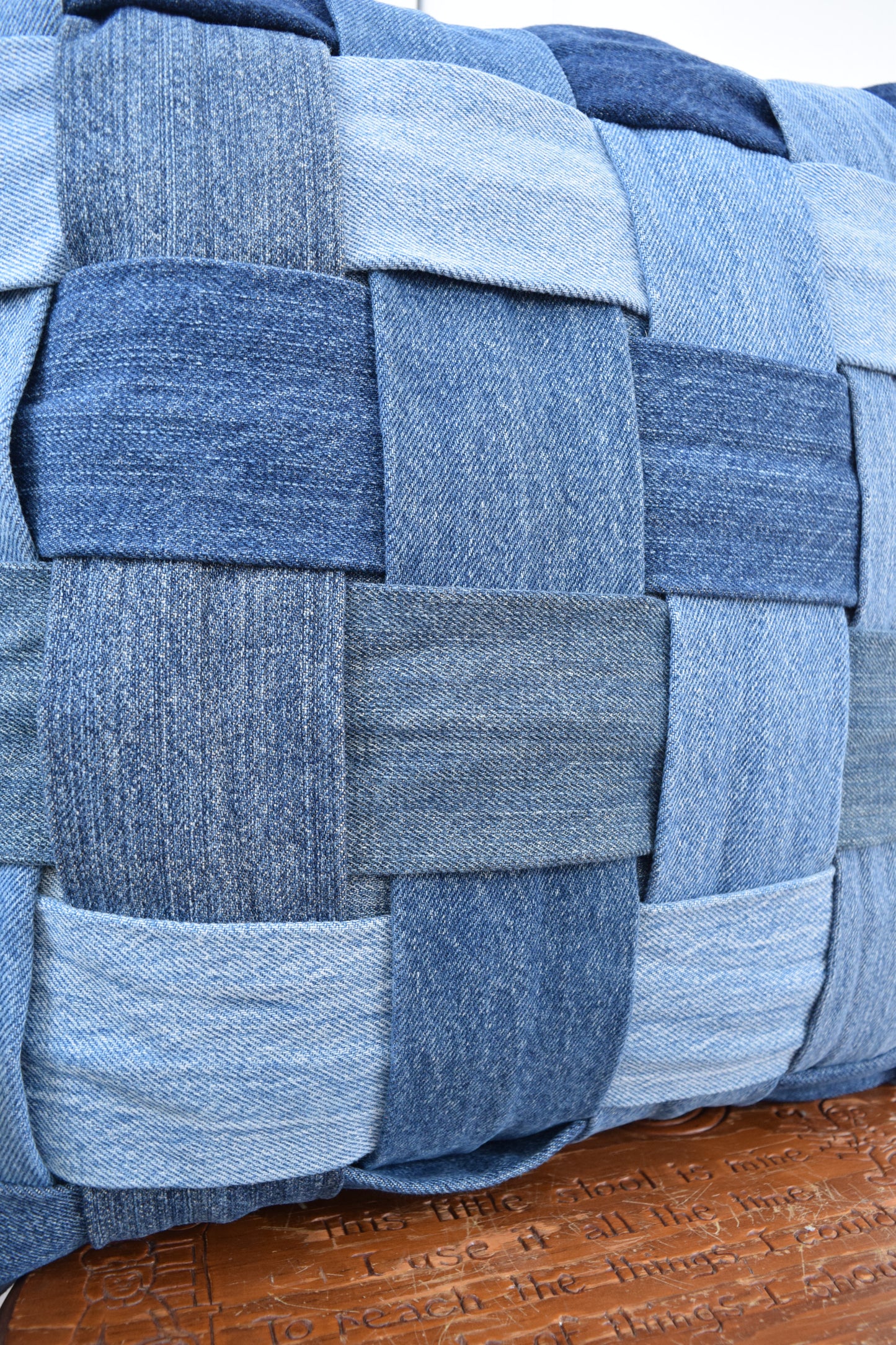 Denim Pillow Cover 18'' x 18'' Basket Weave