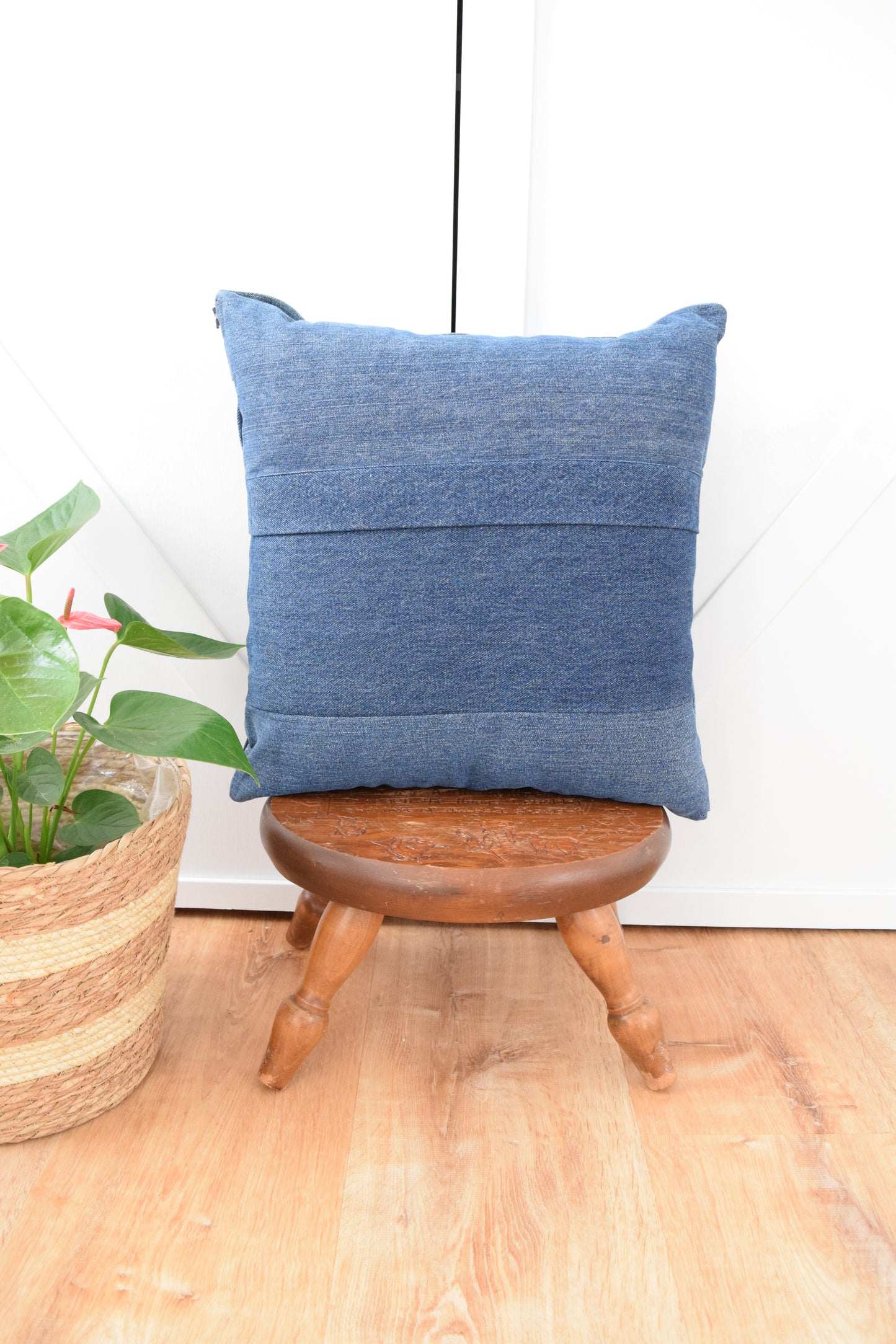 Denim Pillow Cover 18'' x 18'' Basket Weave