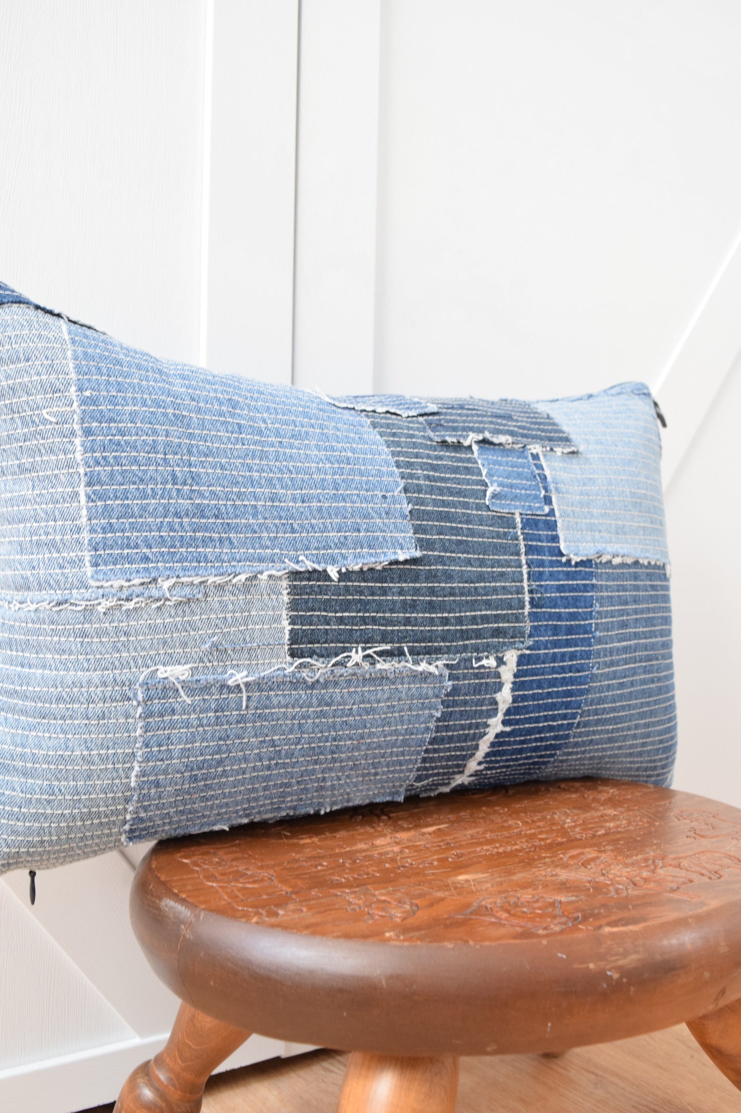 Denim Pillow Cover 12'' x 20''