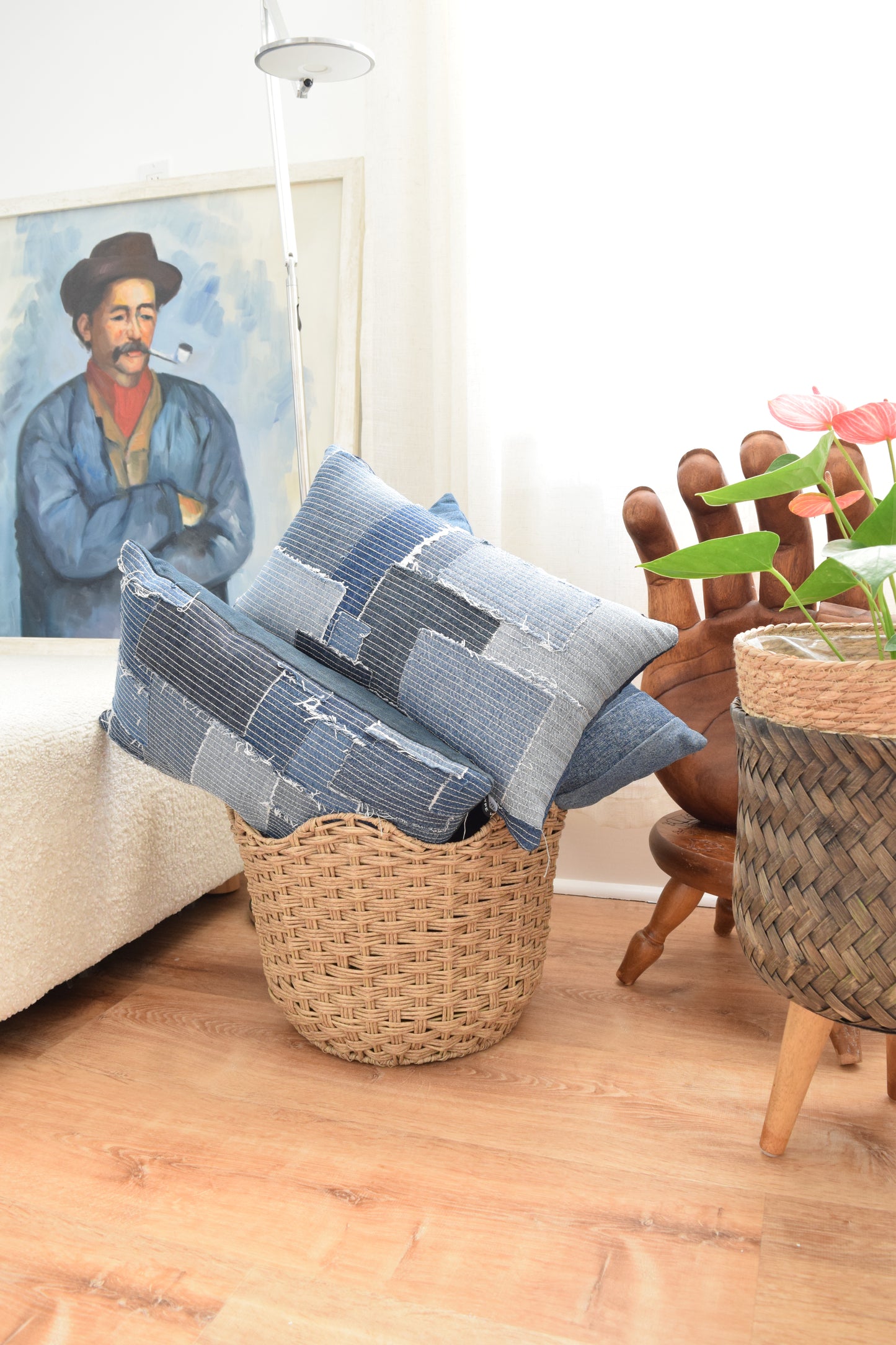 Denim Pillow Cover 12'' x 20''