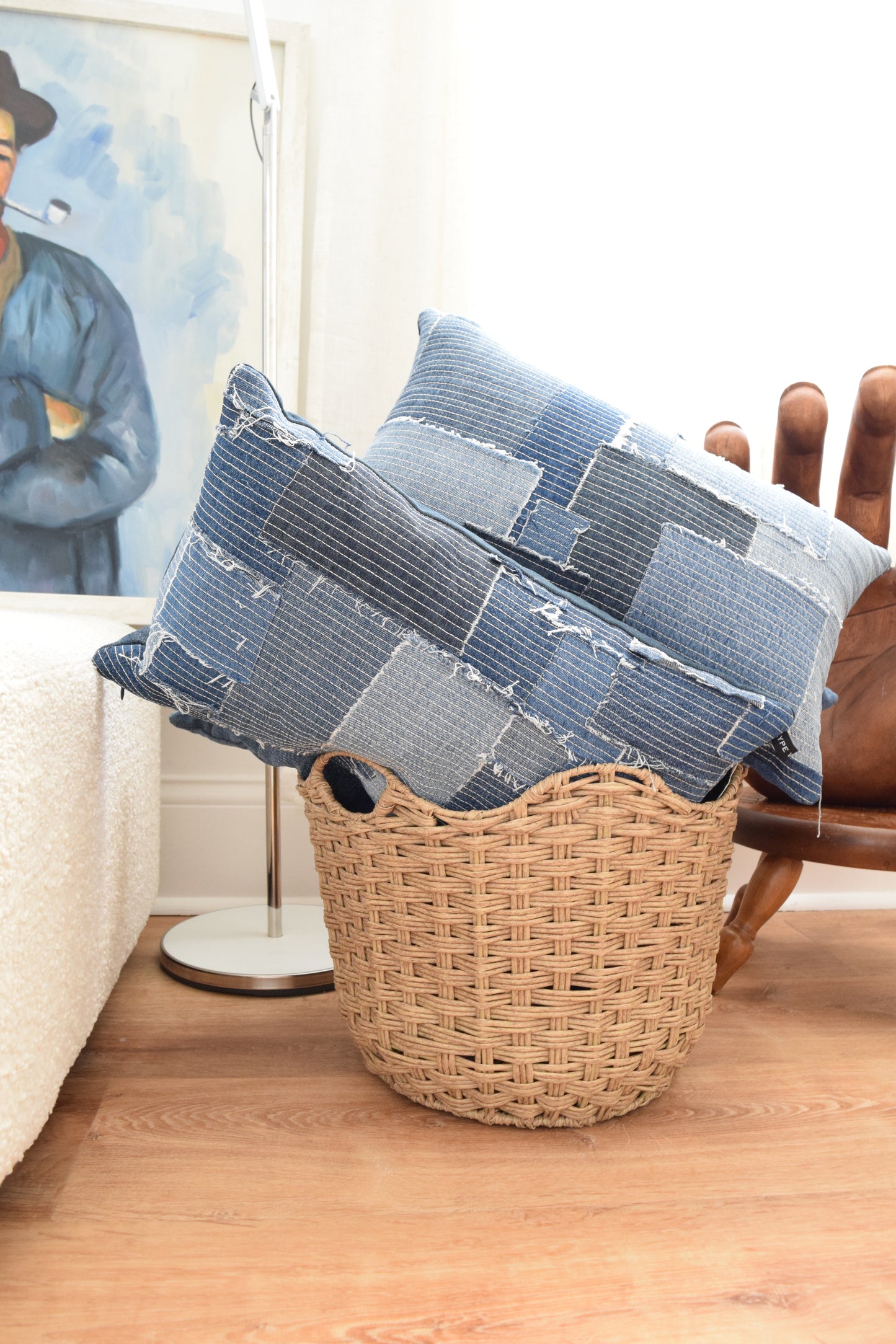 Denim Pillow Cover 12'' x 20''
