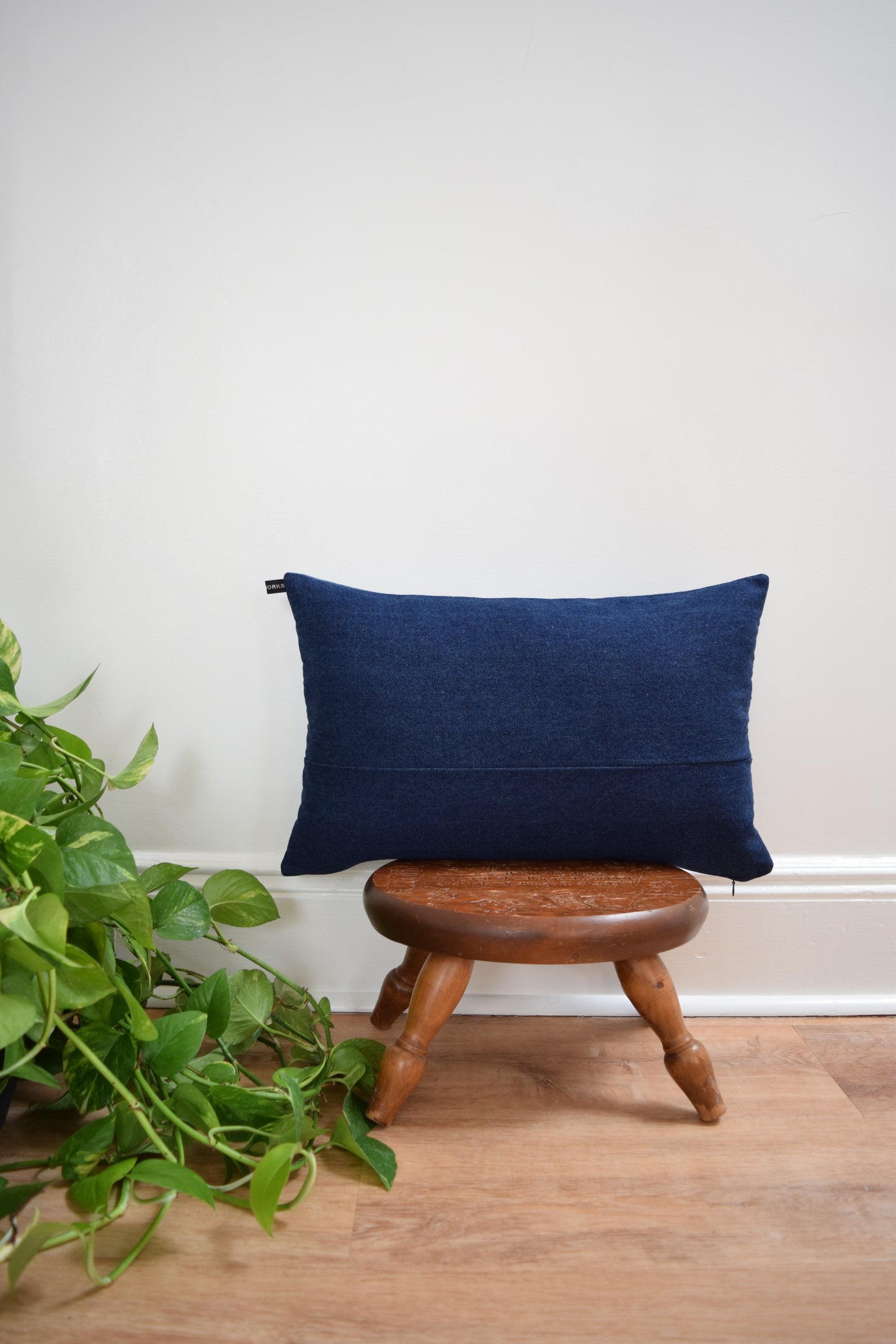 striped denim pillow 14'' x 22''