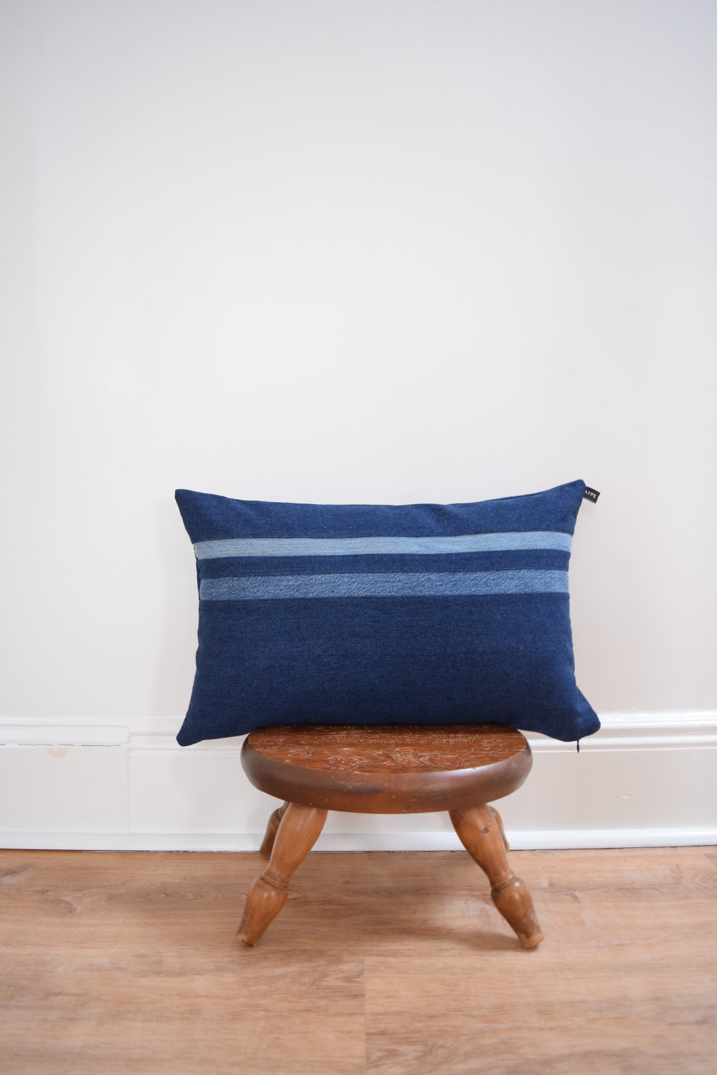 Striped Denim Pillow 14'' x 22''