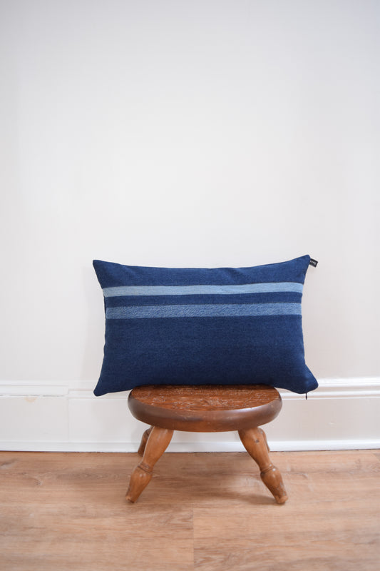 Striped Denim Pillow 14'' x 22''