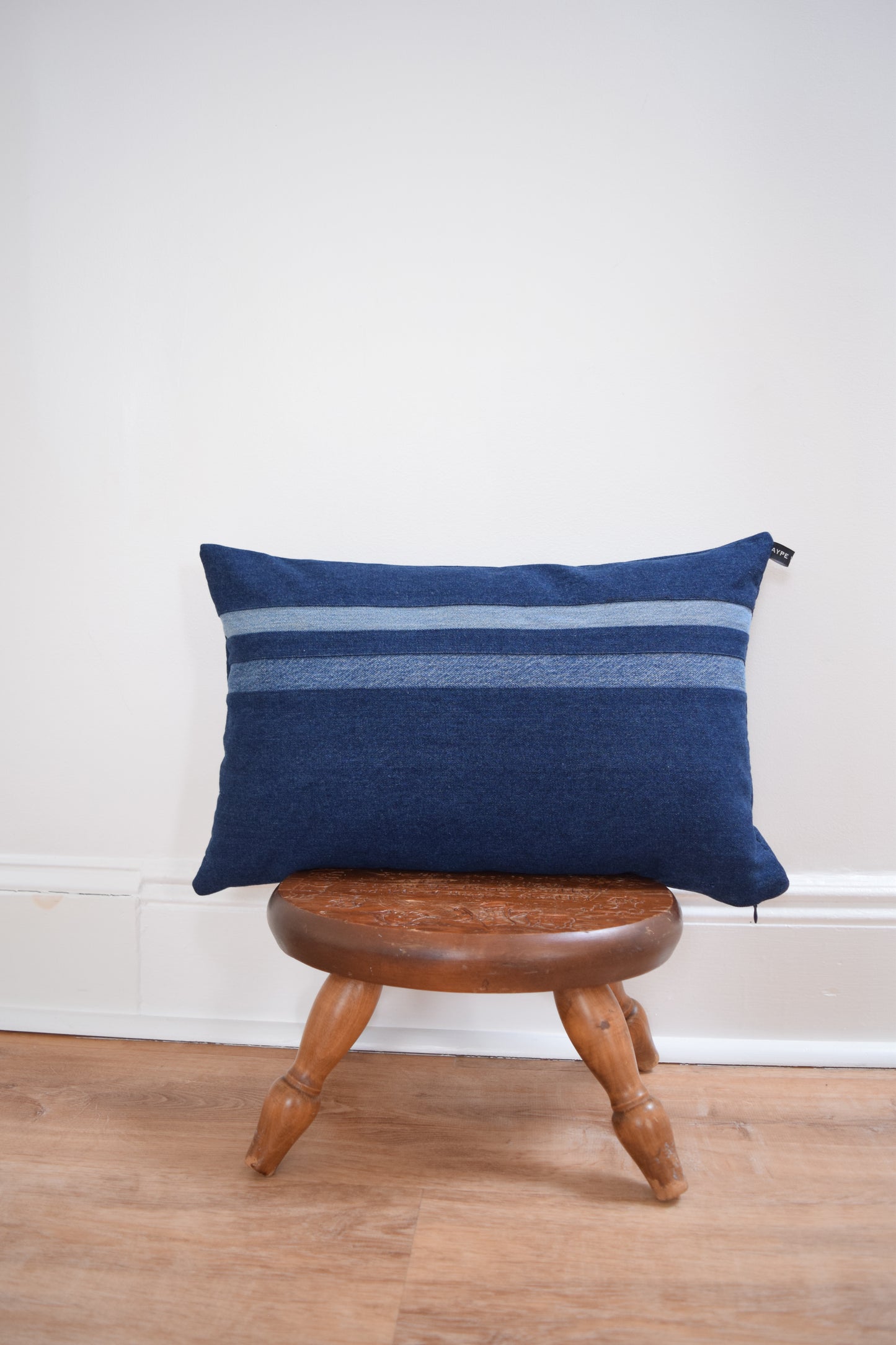 Striped Denim Pillow 14'' x 22''