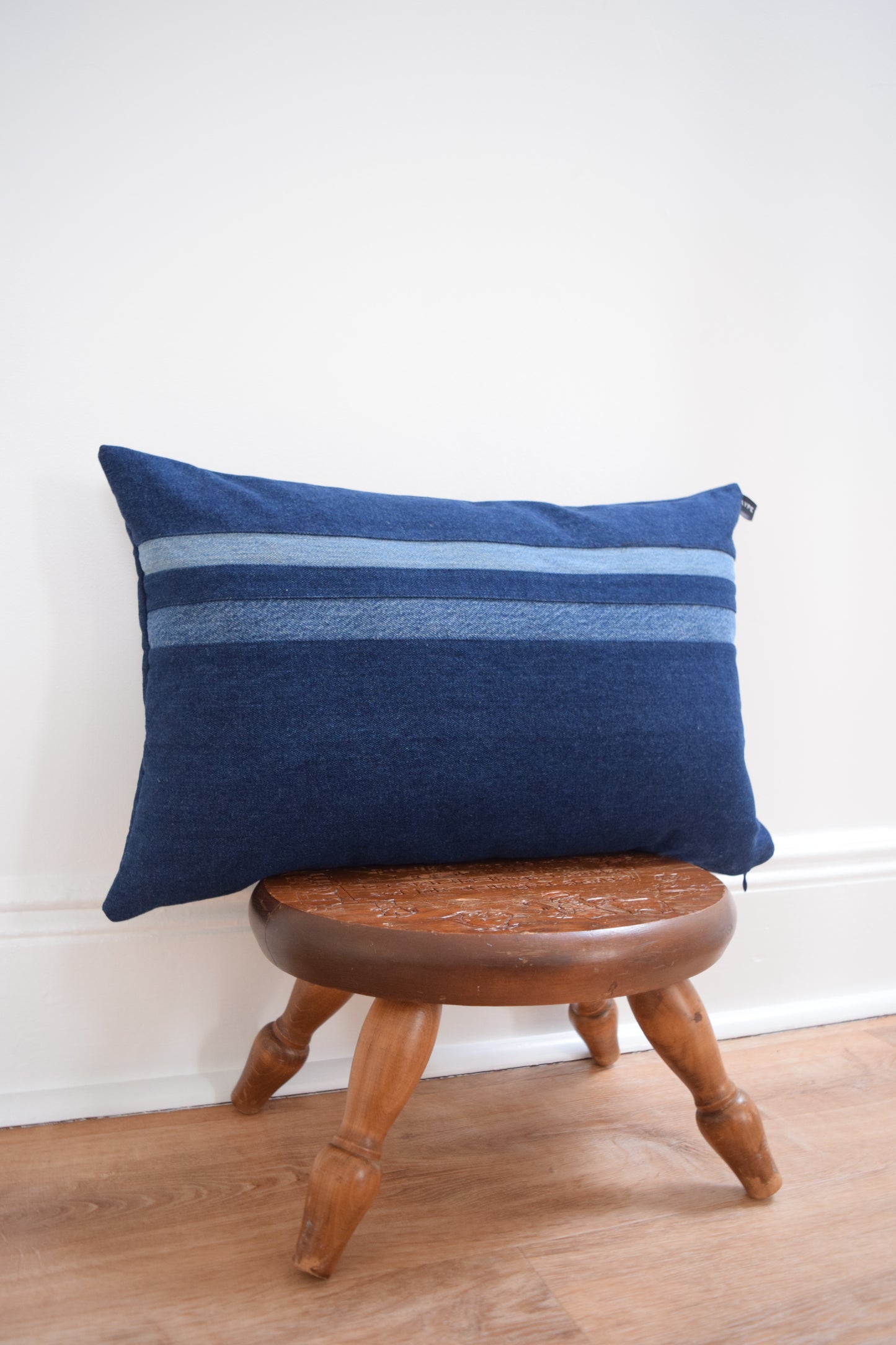 Striped Denim Pillow 14'' x 22''