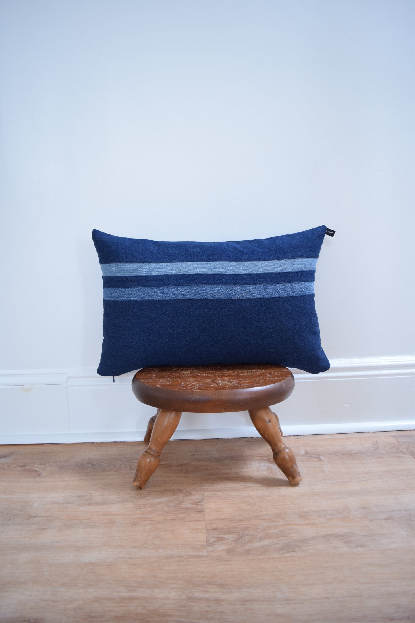 Striped Denim Pillow 14'' x 22''