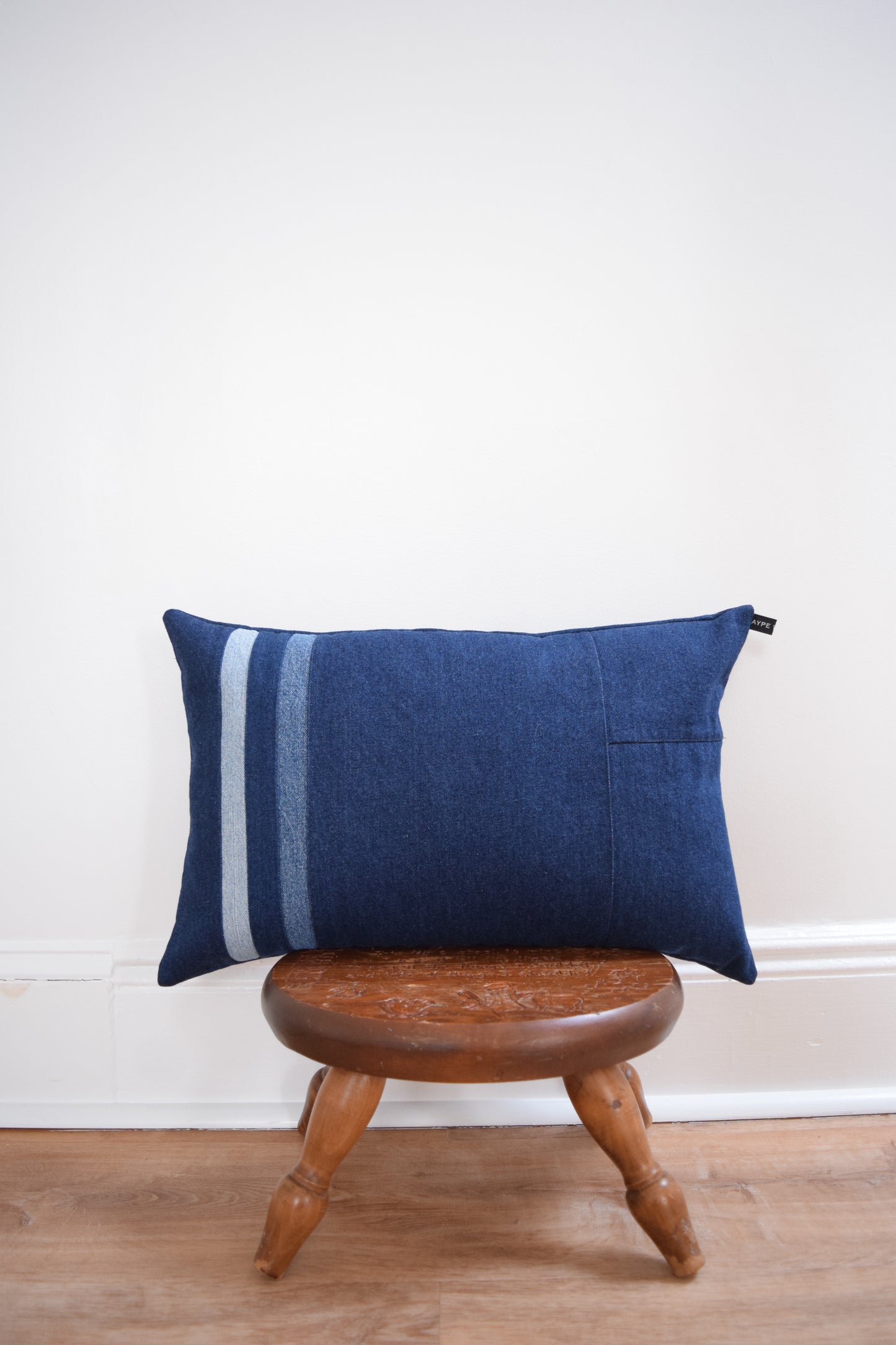 Striped Denim Pillow 14'' x 22''