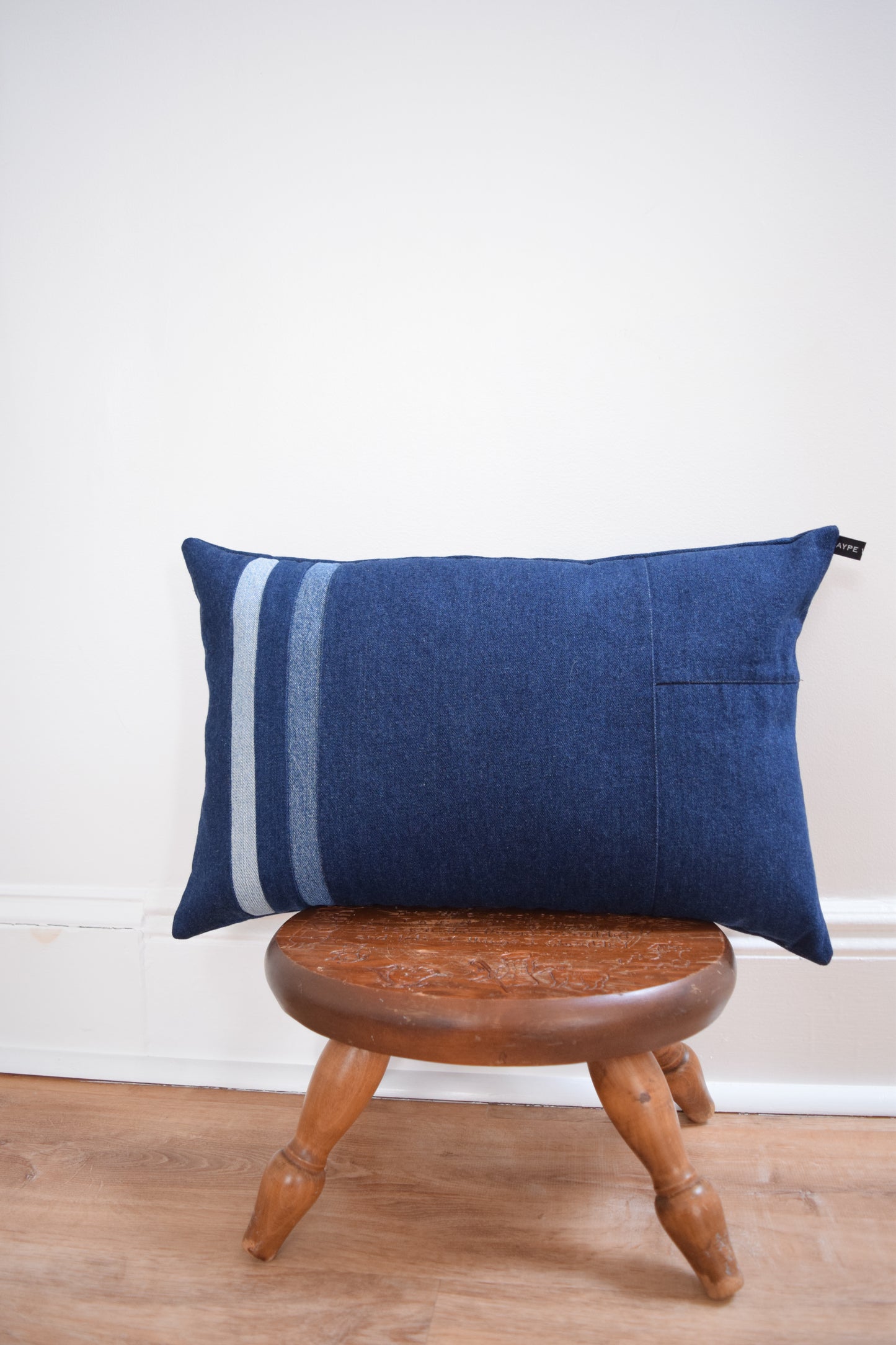 Striped Denim Pillow 14'' x 22''