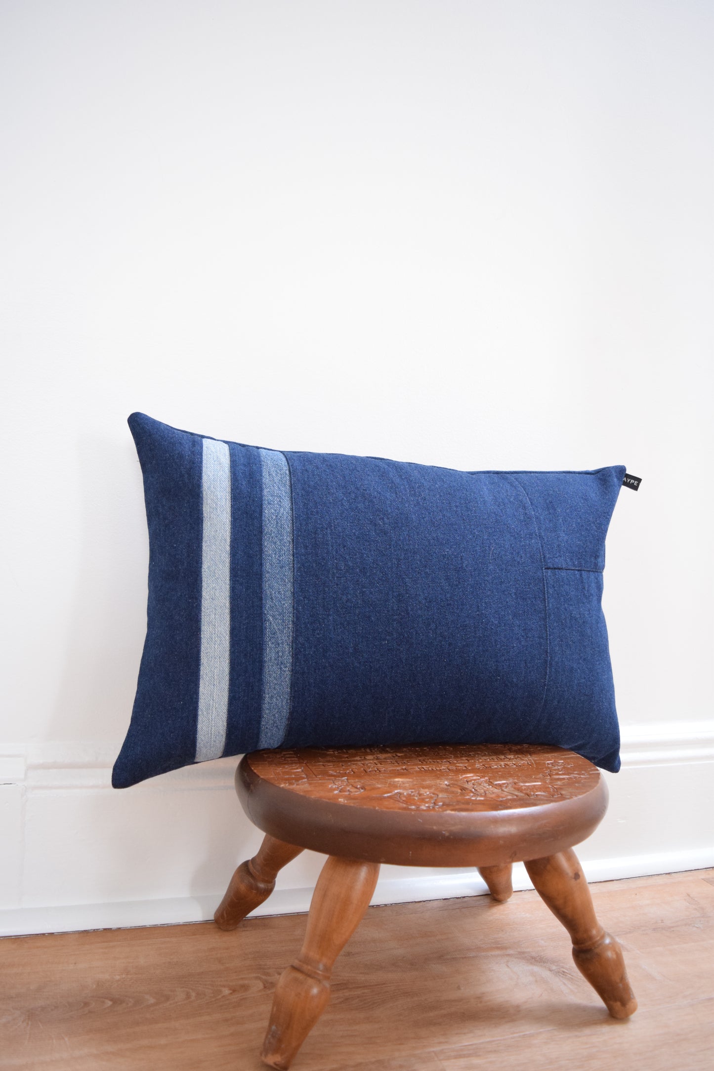 Striped Denim Pillow 14'' x 22''